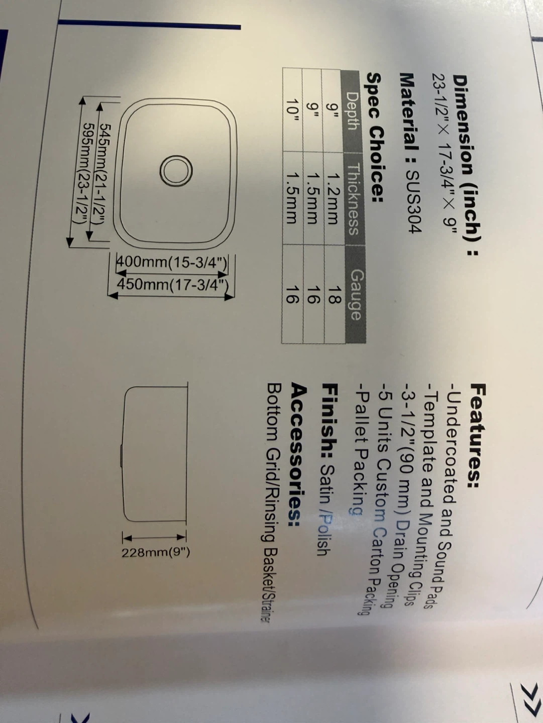 Undermount Stainless Steel Kitchen Sink - photo 2