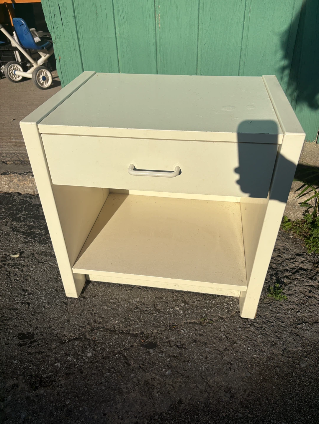 White Nightstand with Drawer and Shelf