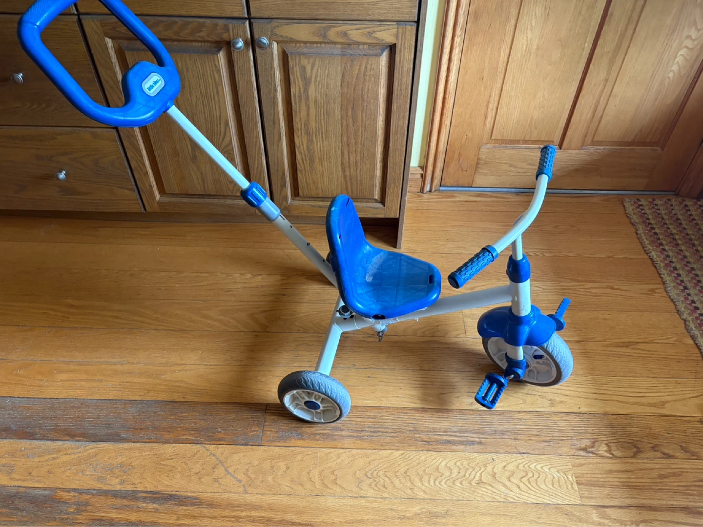 Little Tikes Blue and White Tricycle with Push Handle
