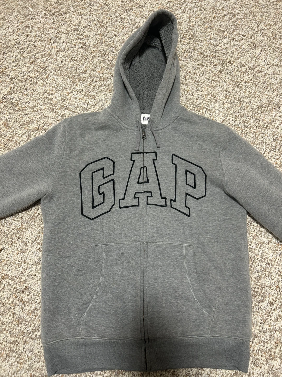 GAP Grey Sherpa Lined Full Zip Hoodie