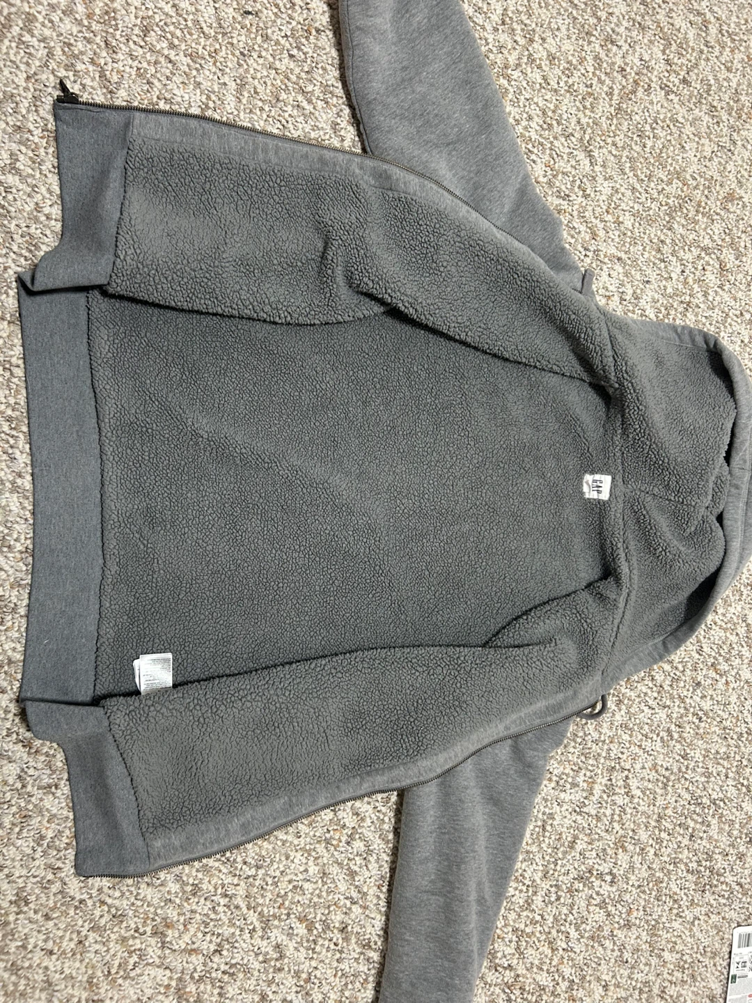GAP Grey Sherpa Lined Full Zip Hoodie - photo 2
