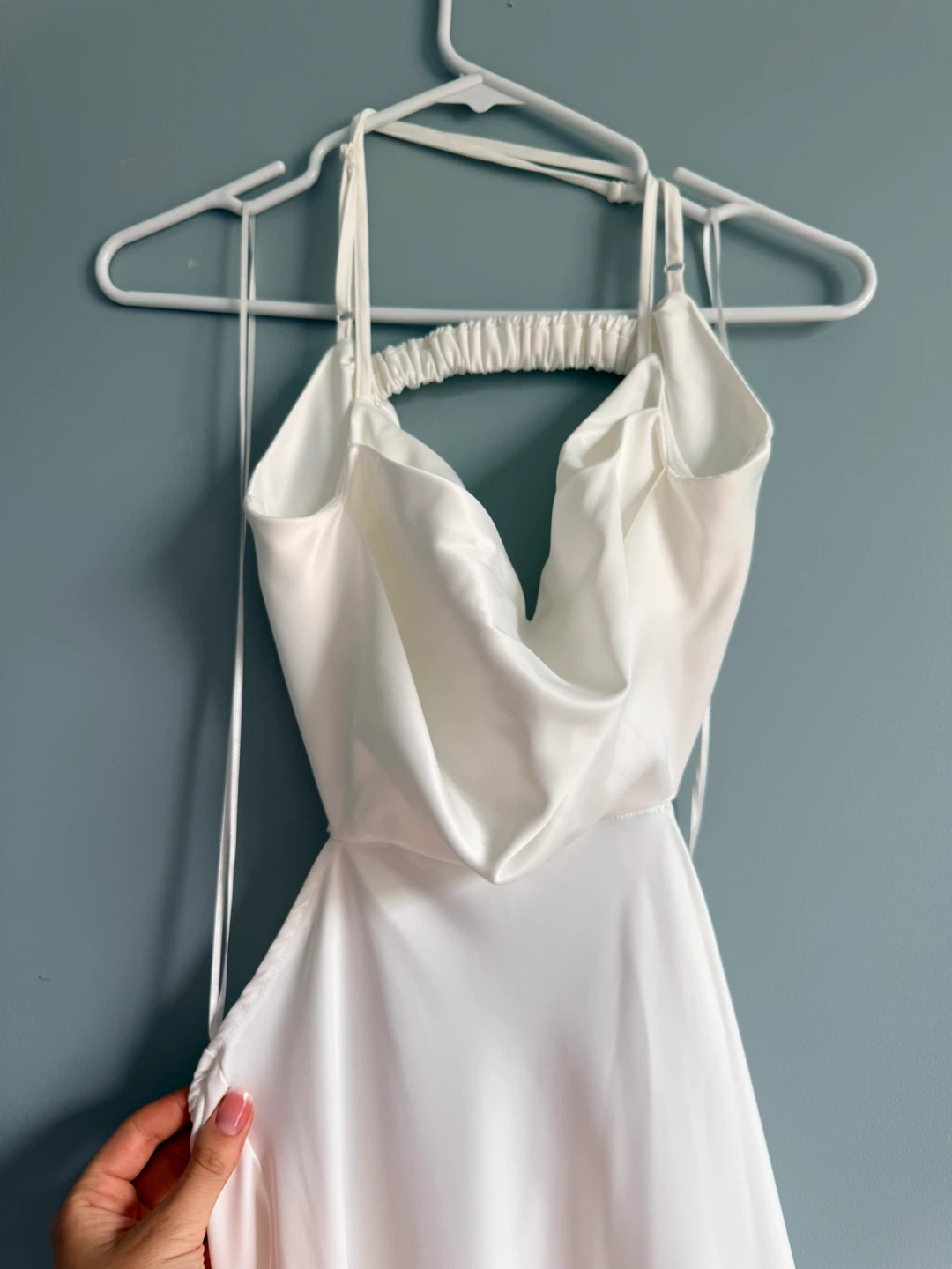 White satin maxi dress with cutouts - photo 3