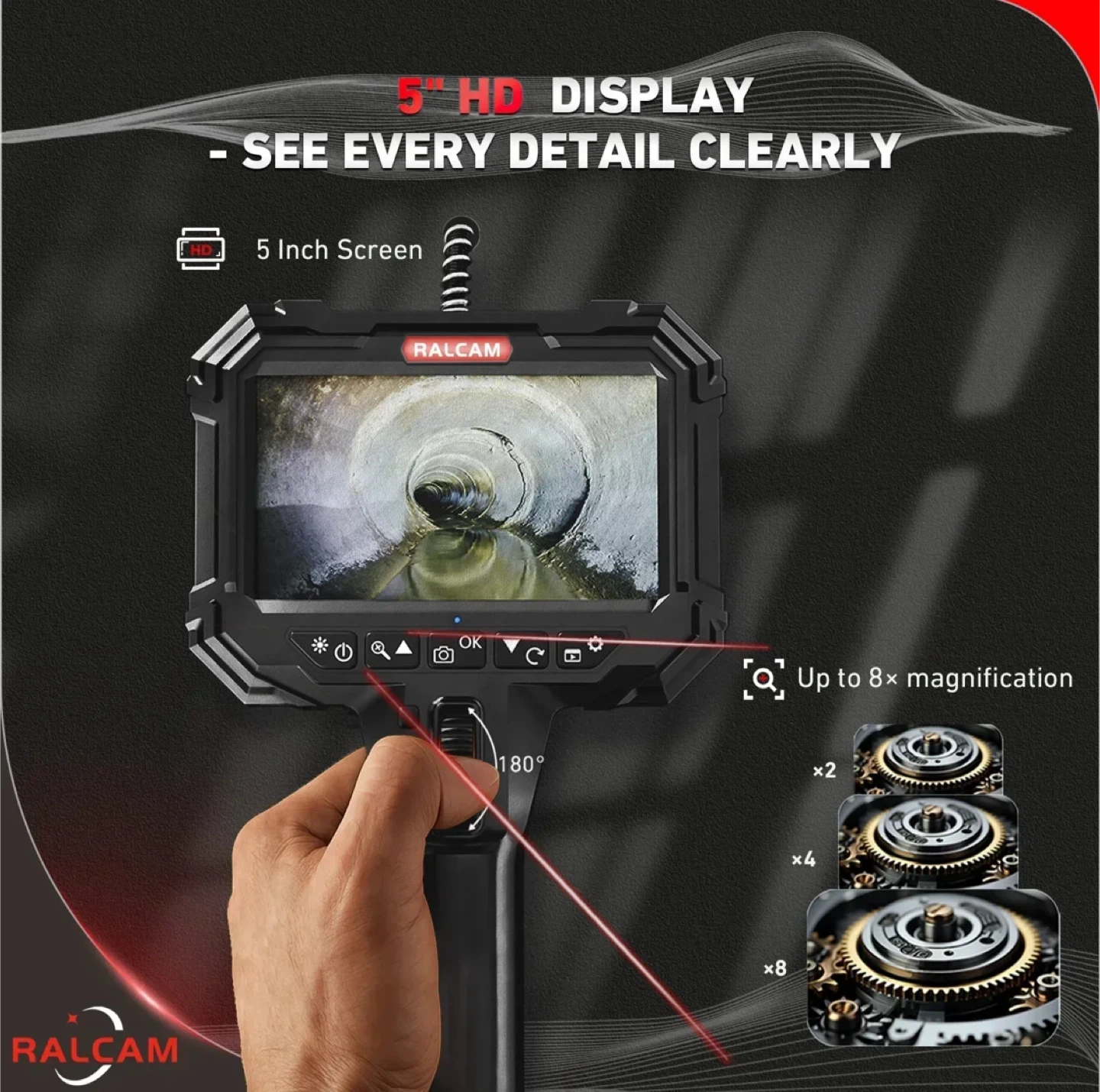 NIB Ralcam 5" Two-Way Articulating Borescope - photo 5