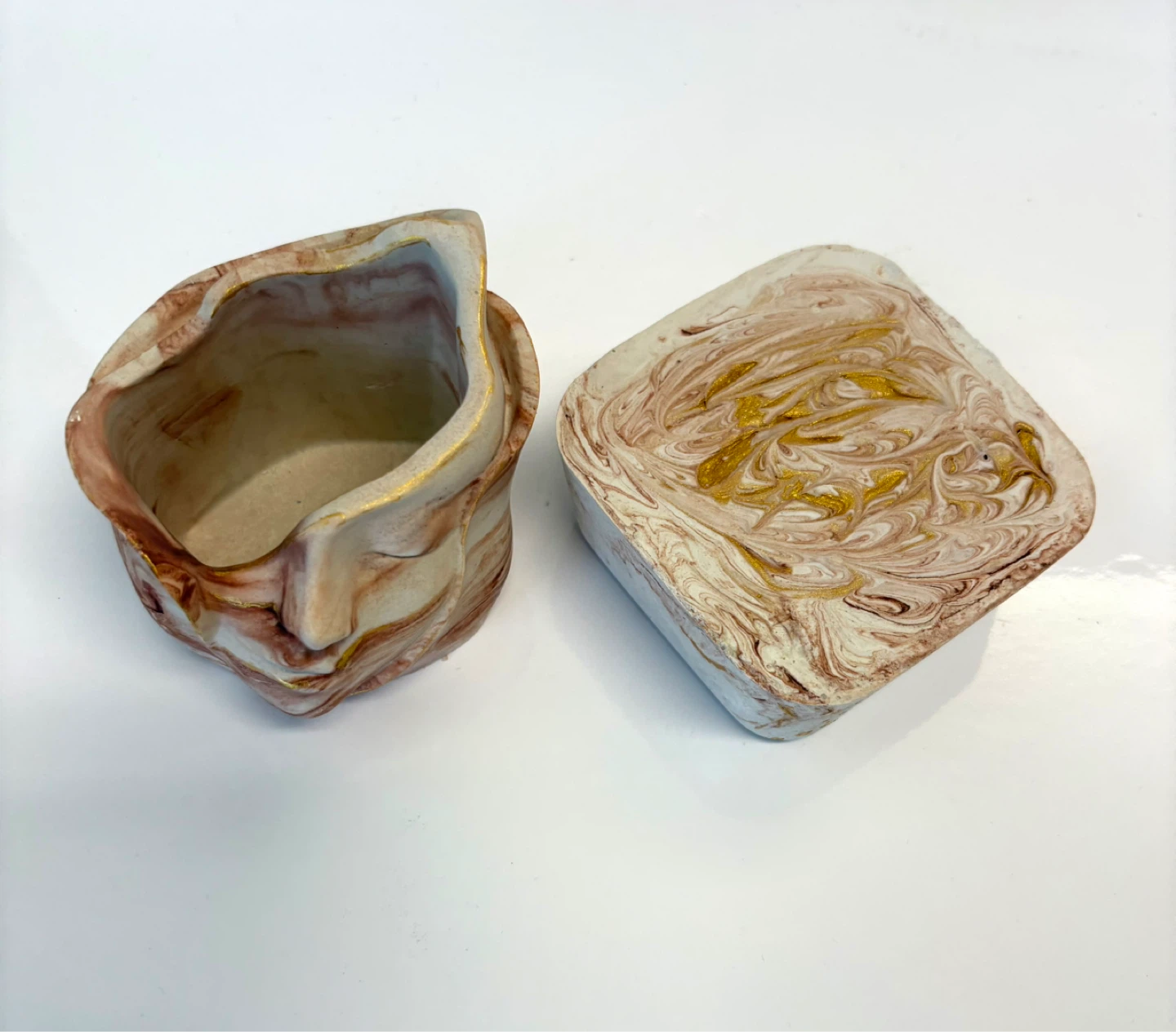Handmade face sculpture planter or trinket box - photo 2