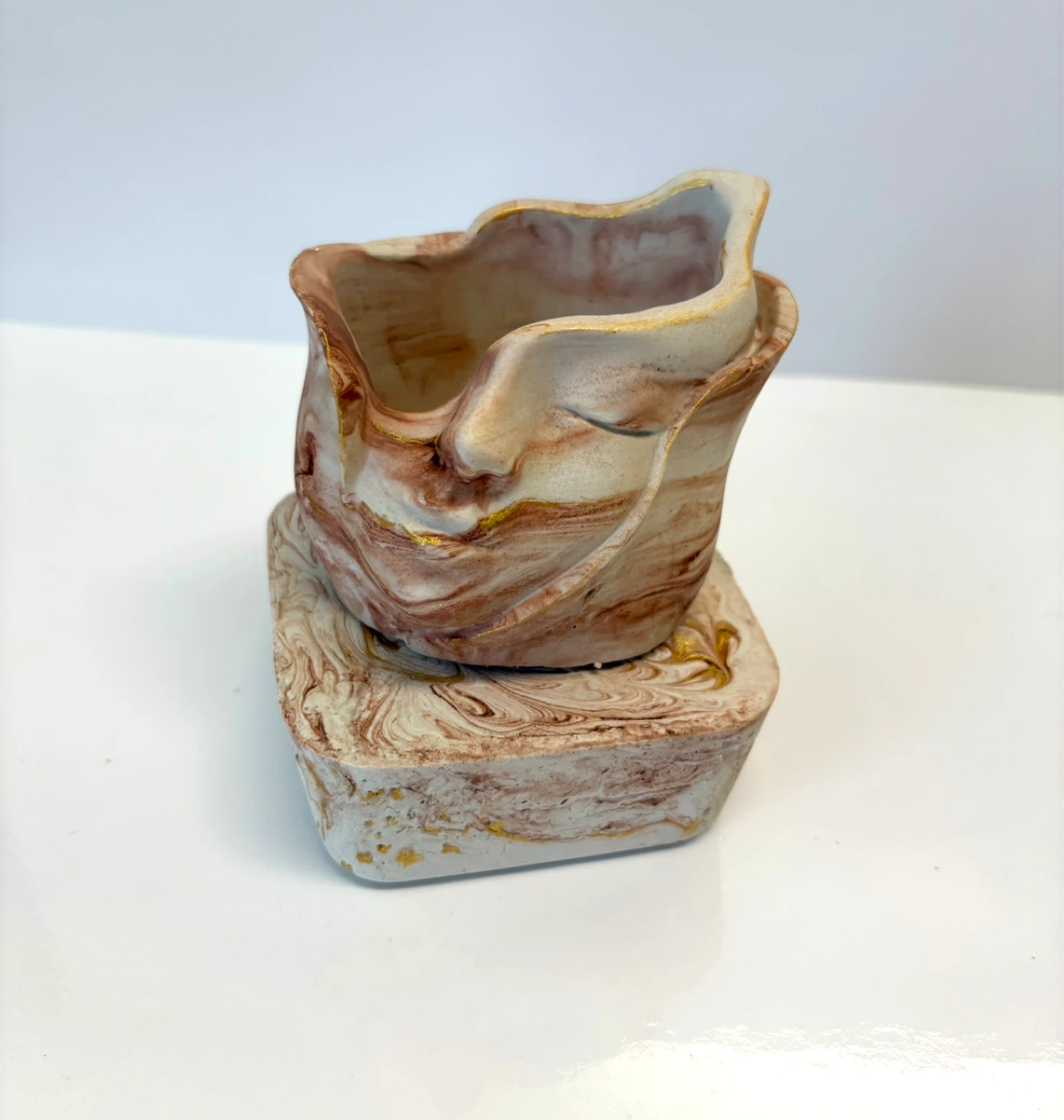Handmade face sculpture planter or trinket box - photo 3