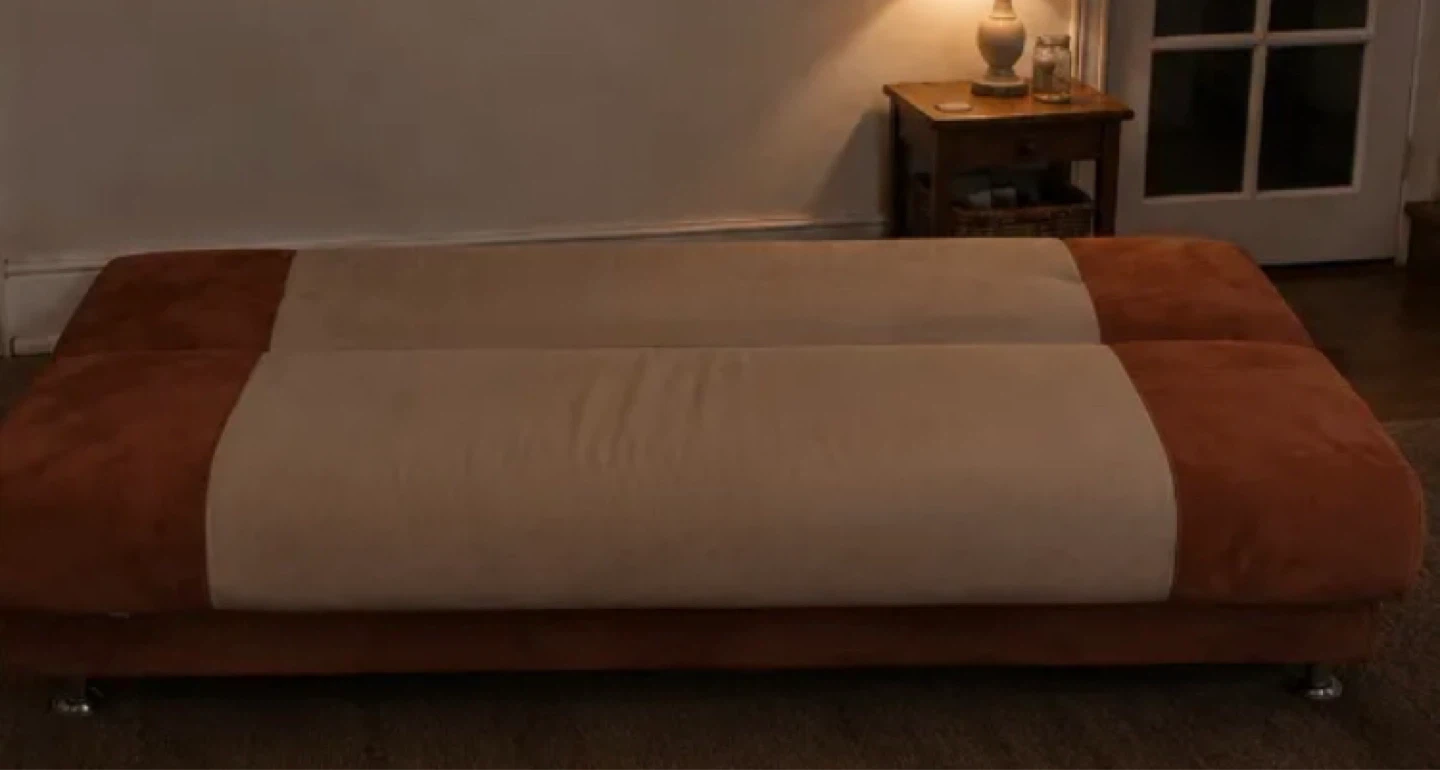 Suede Sofa Bed - Orange and Beige - photo 4