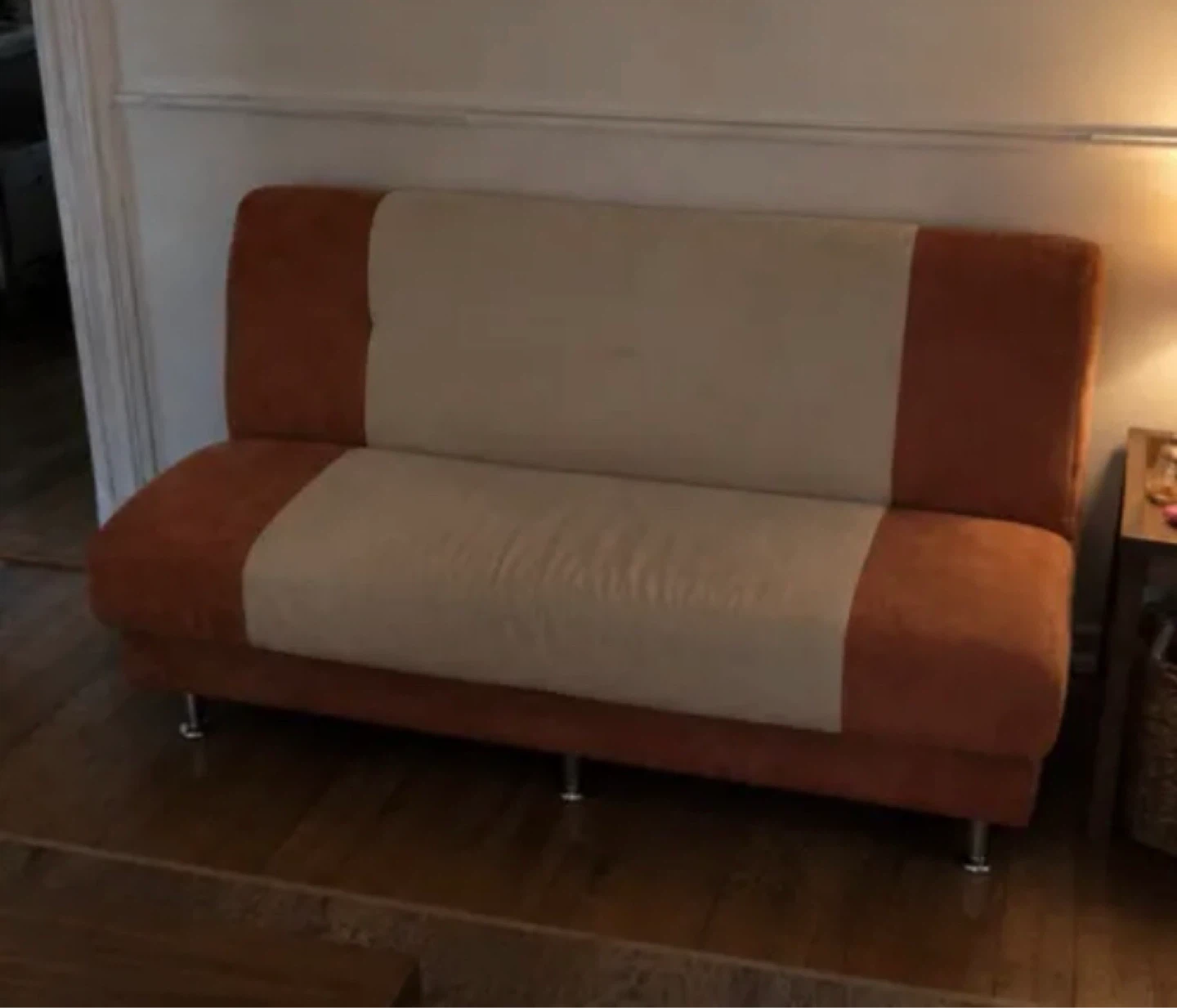 Suede Sofa Bed - Orange and Beige