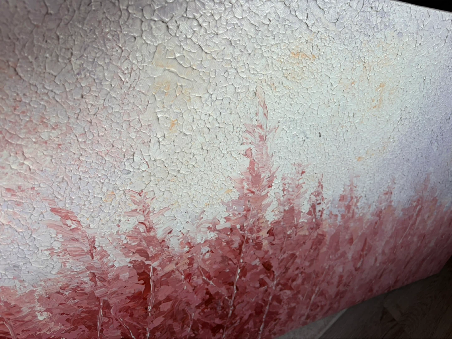 Textured Impasto Painting of Pink Reeds - photo 3