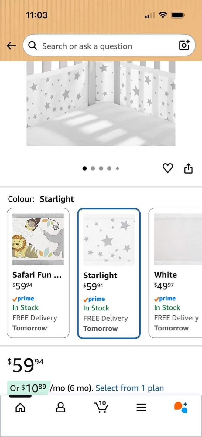 Starlight Crib Liner * Brand New*