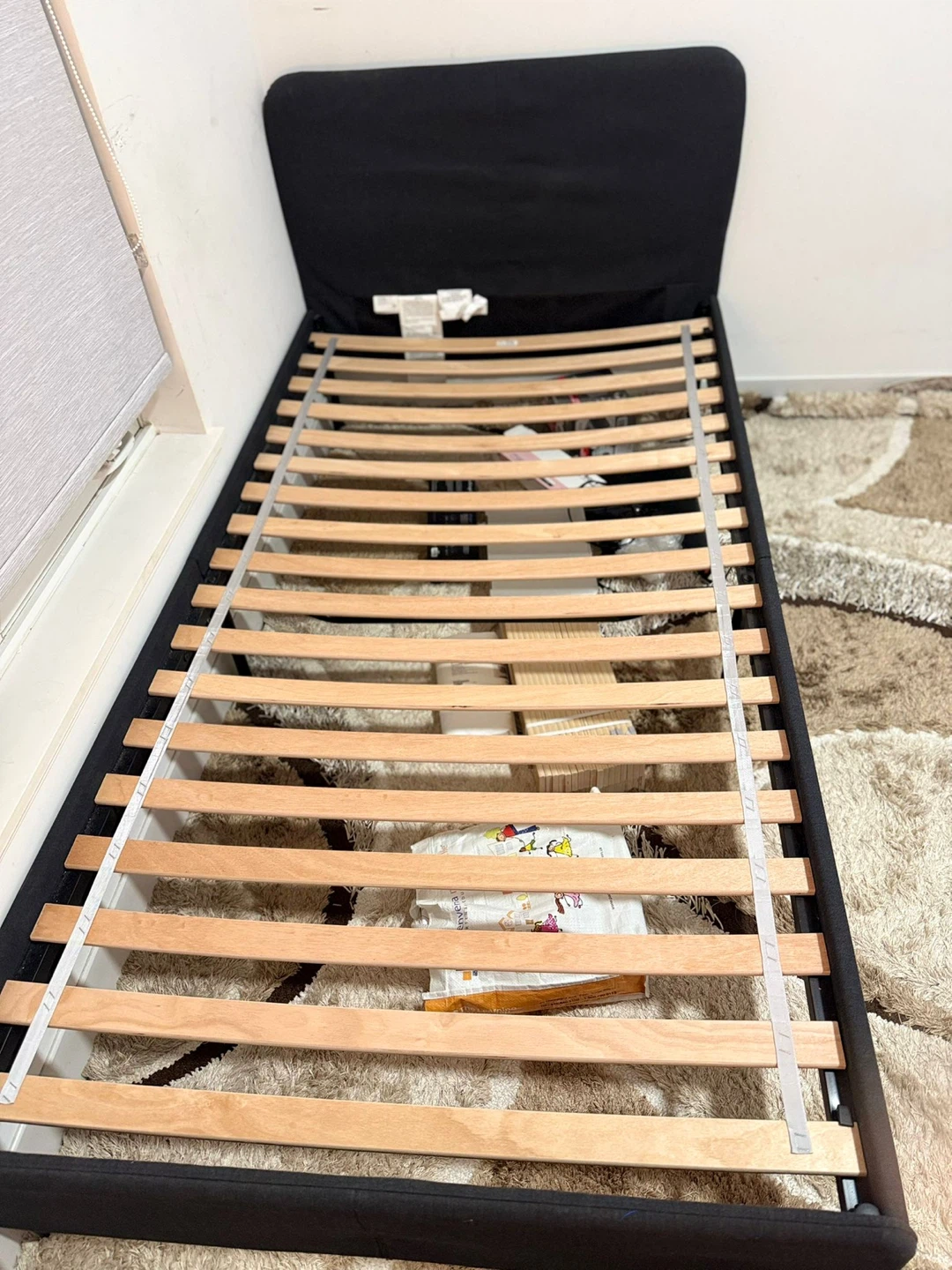 Black single bed frame with slats ikea - photo 3