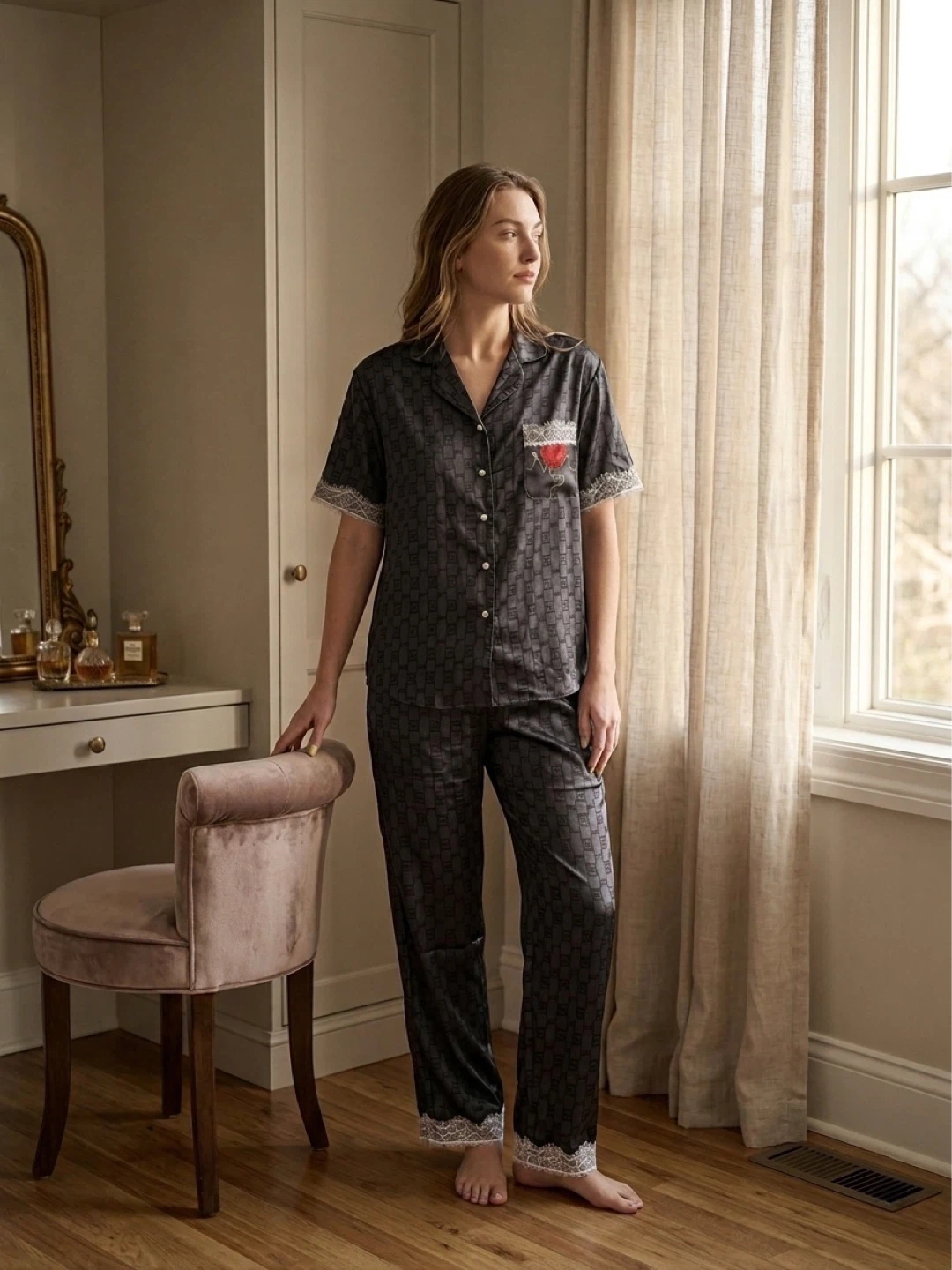 Brand new women satin 3 pieces pajamas sets - photo 2