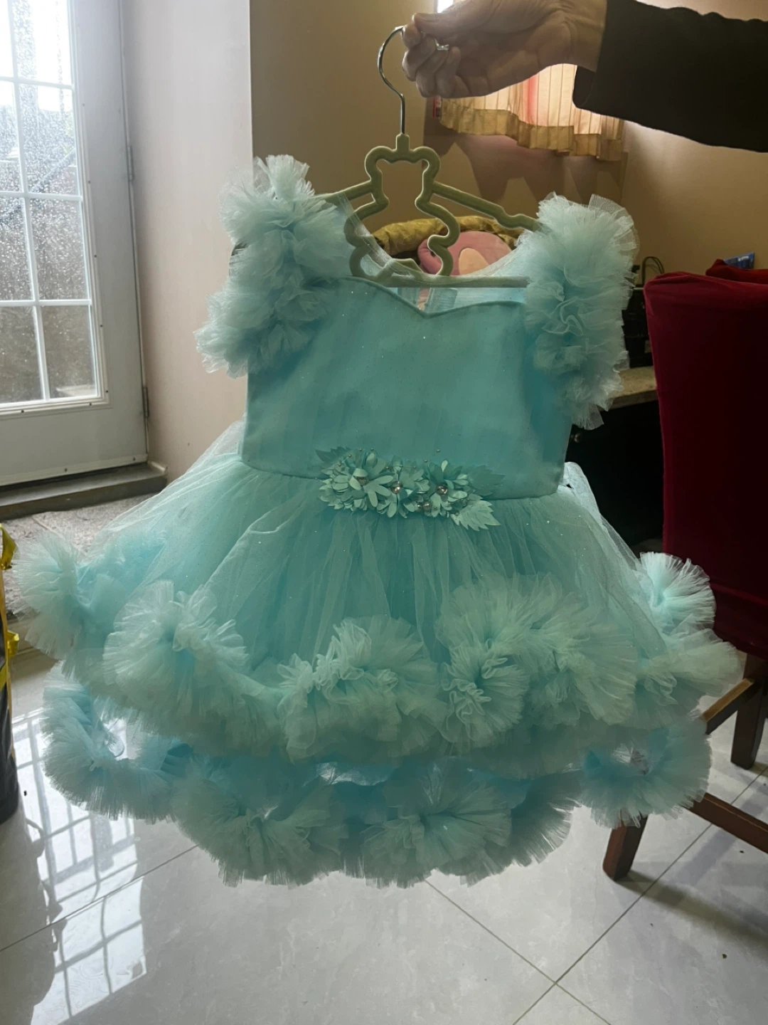 Sparkly light blue party dress for baby girl - photo 4