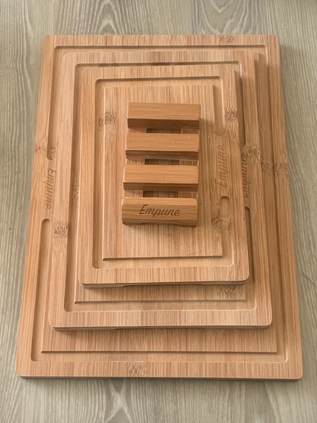 Empune Bamboo Cutting Board Set with Holder