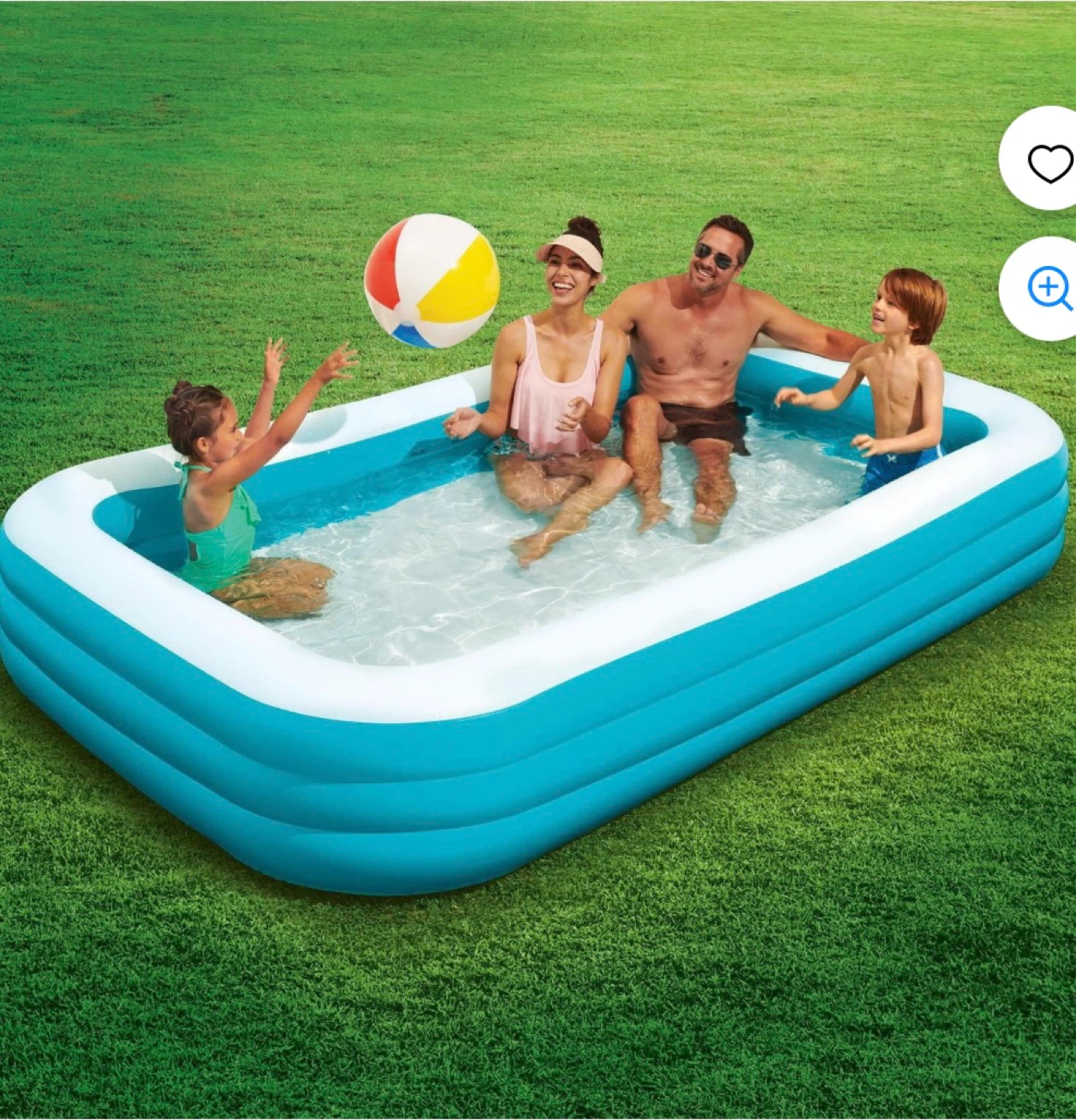 2 Inflatable Rectangular Family Pool - 120" x 72" x 22"