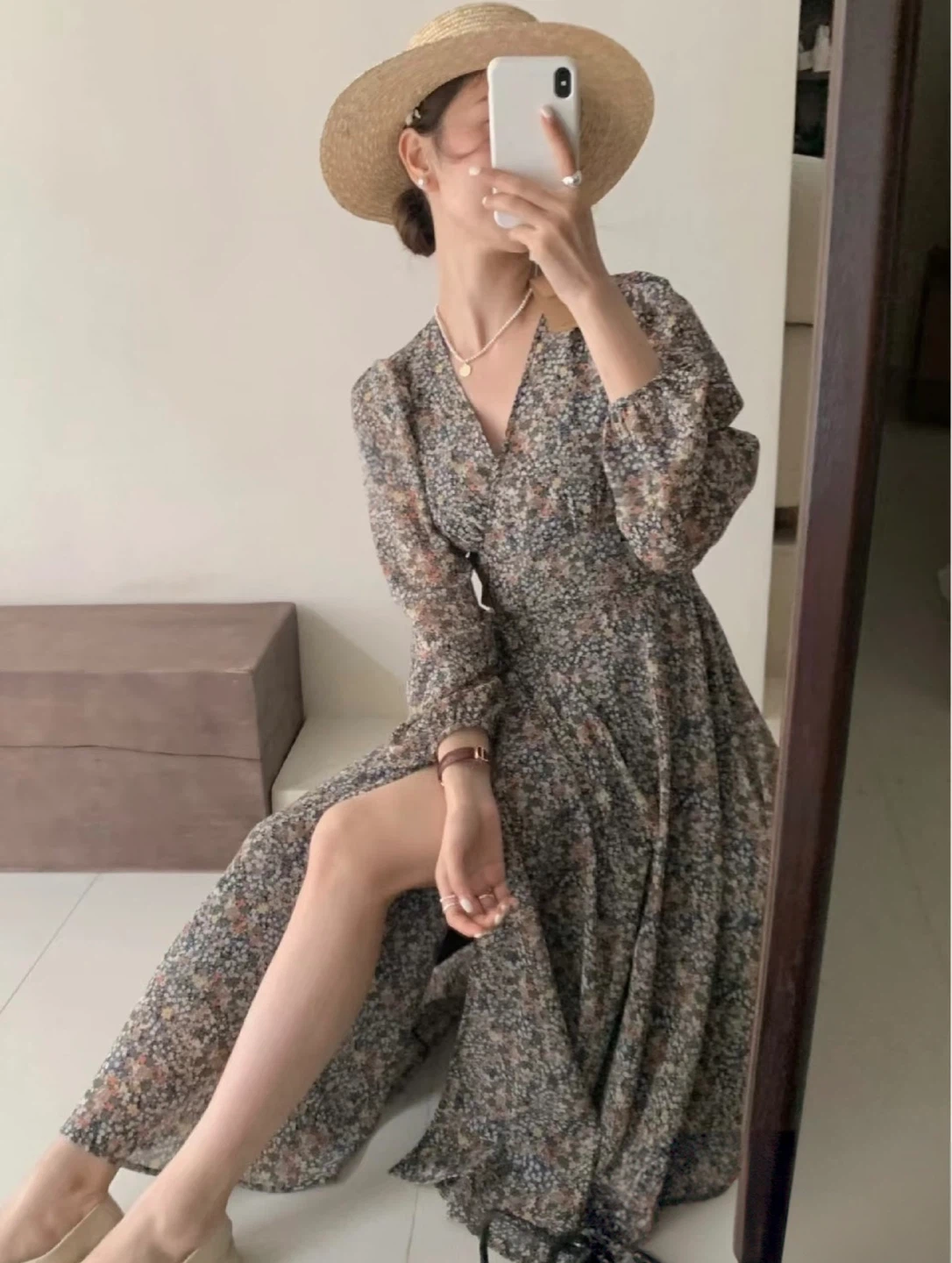 Brand new women floral chiffon maxi dress
