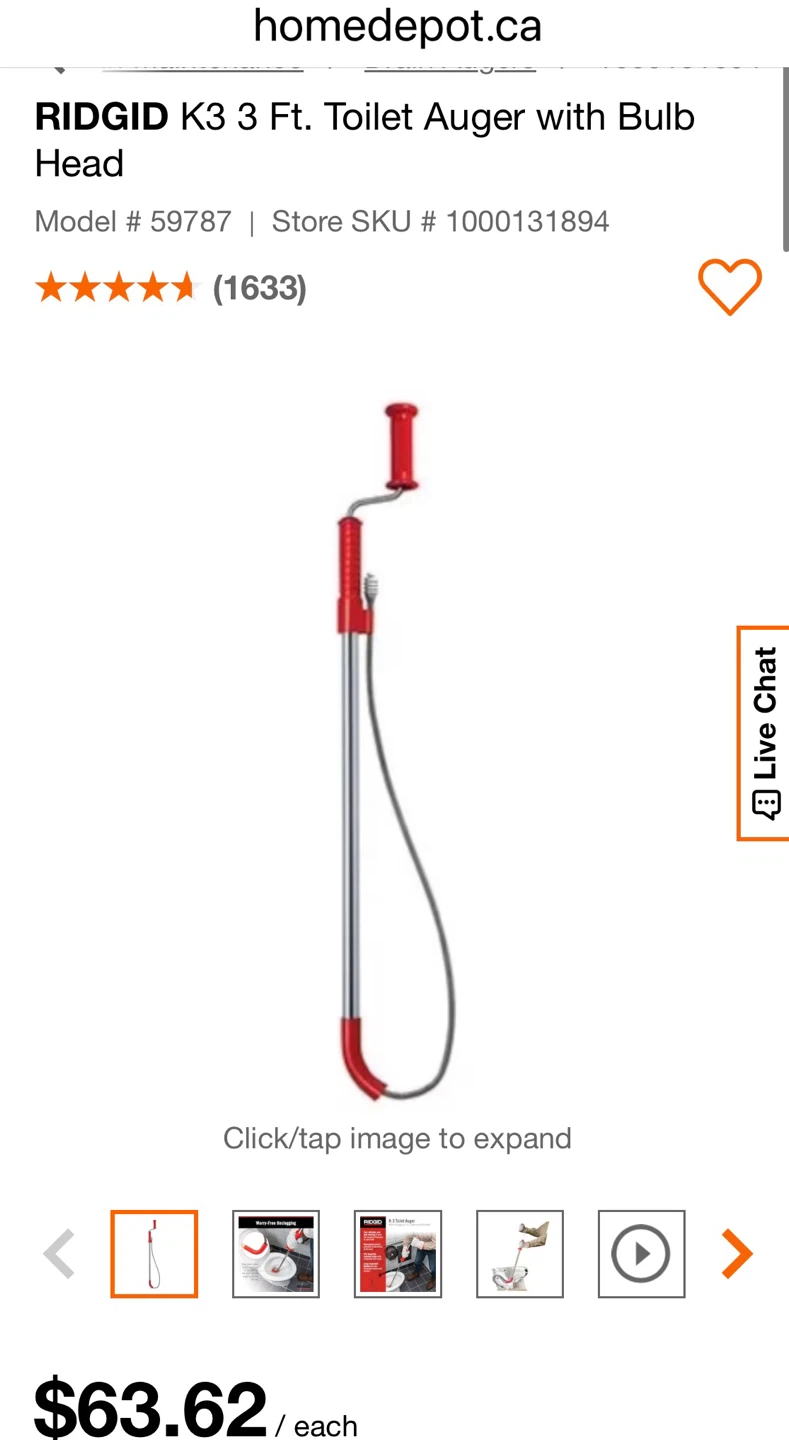RIDGID K3 3 Ft. Toilet Auger with Bulb Head - photo 3