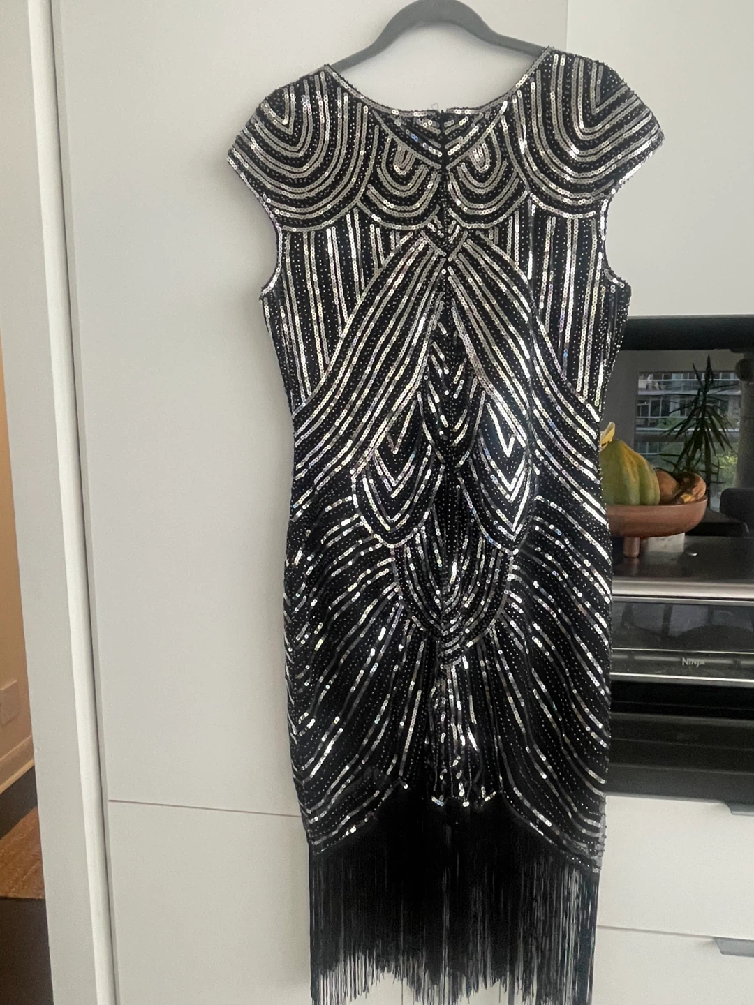 Black Sequin Flapper Dress with Fringe - photo 2