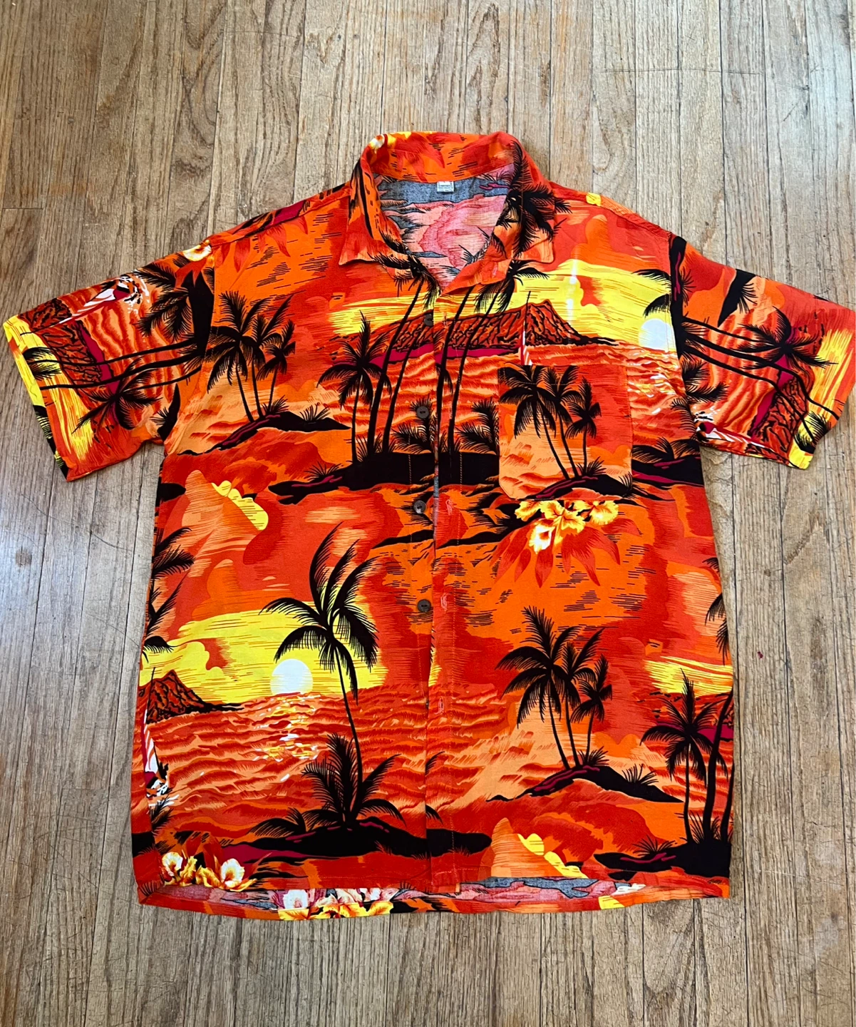 Short Sleeve Hawaiian Shirt - Tropical Sunset Print