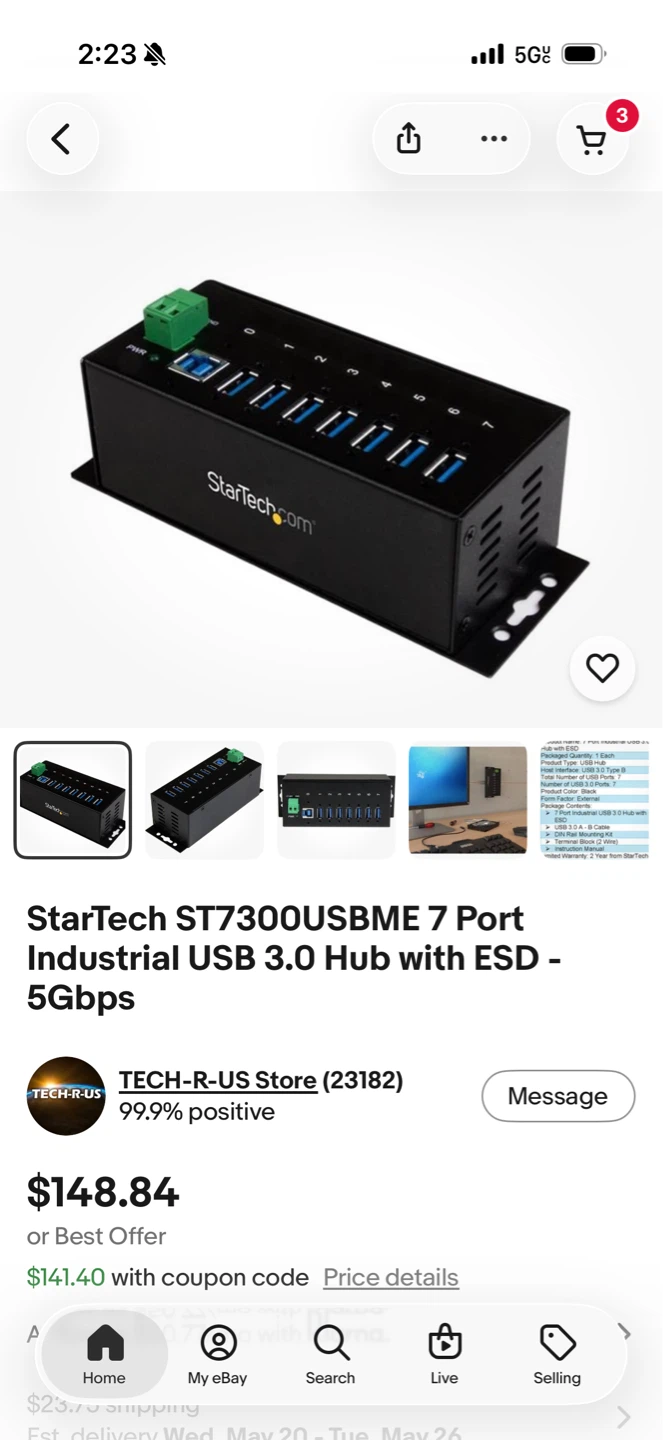 StarTech ST7300USBME 7 Port Industrial USB 3.0 Hub - photo 3