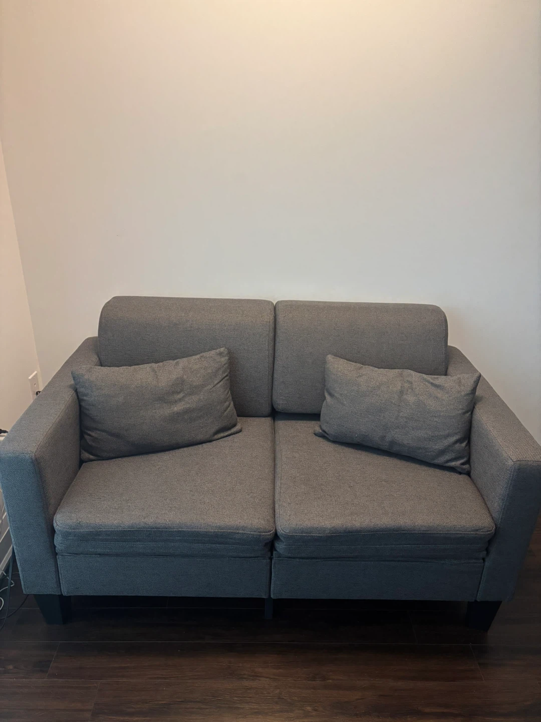 Grey Loveseat Sofa Bed with Chaise and Storage