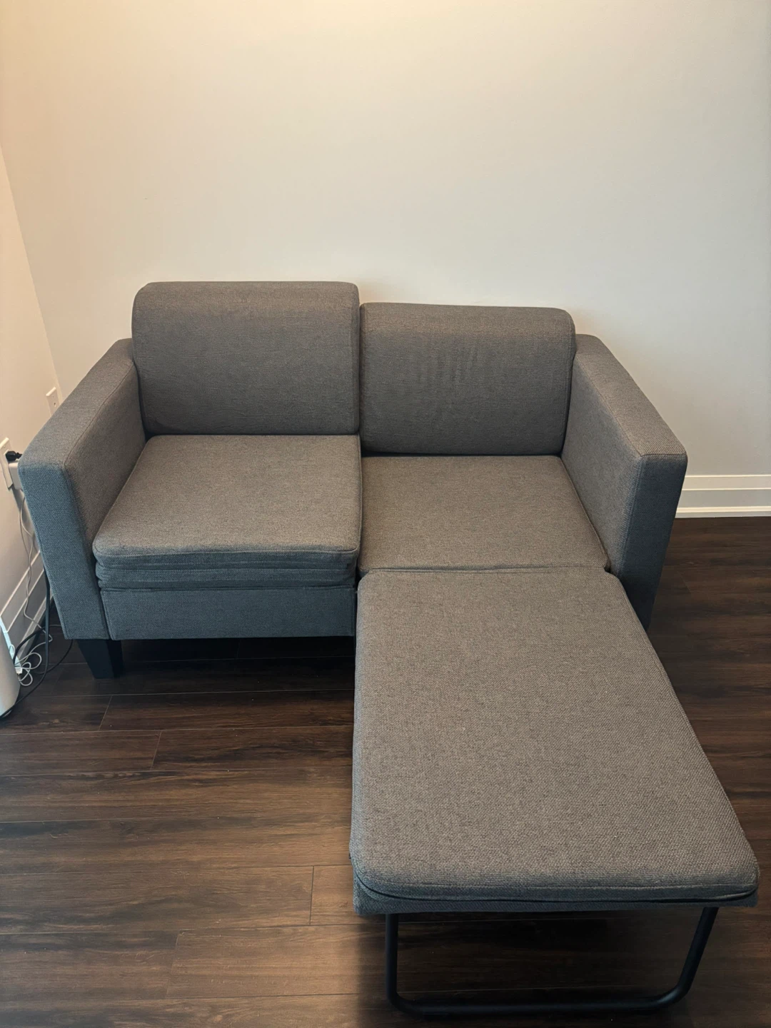 Grey Loveseat Sofa Bed with Chaise and Storage - photo 3