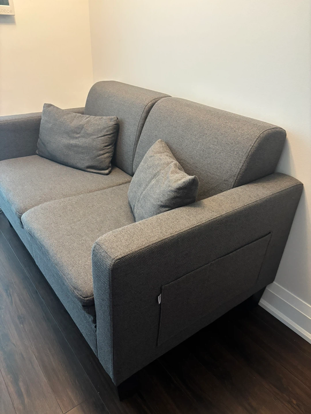 Grey Loveseat Sofa Bed with Chaise and Storage - photo 2
