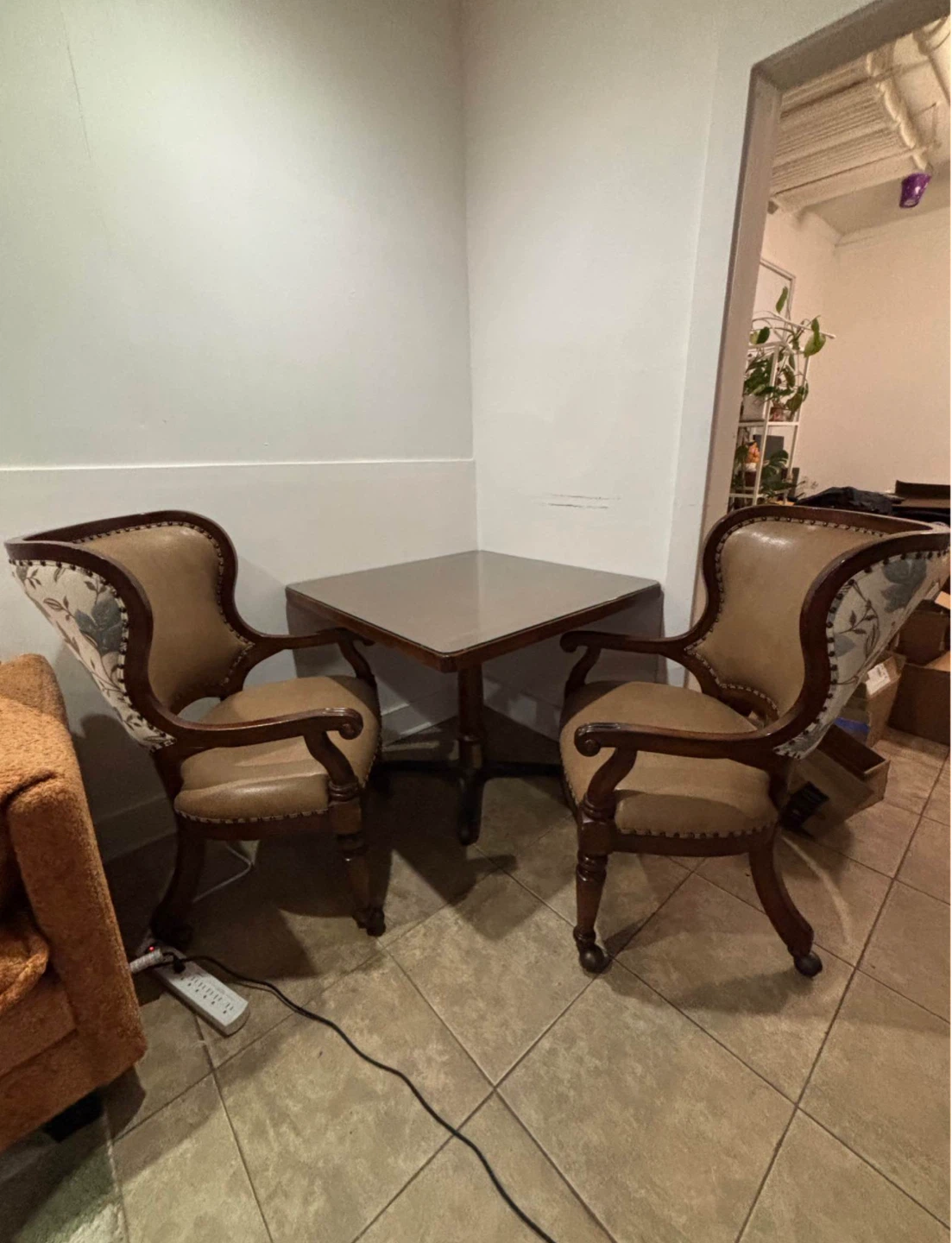 Antique Accent Chairs and  Table Set - photo 3