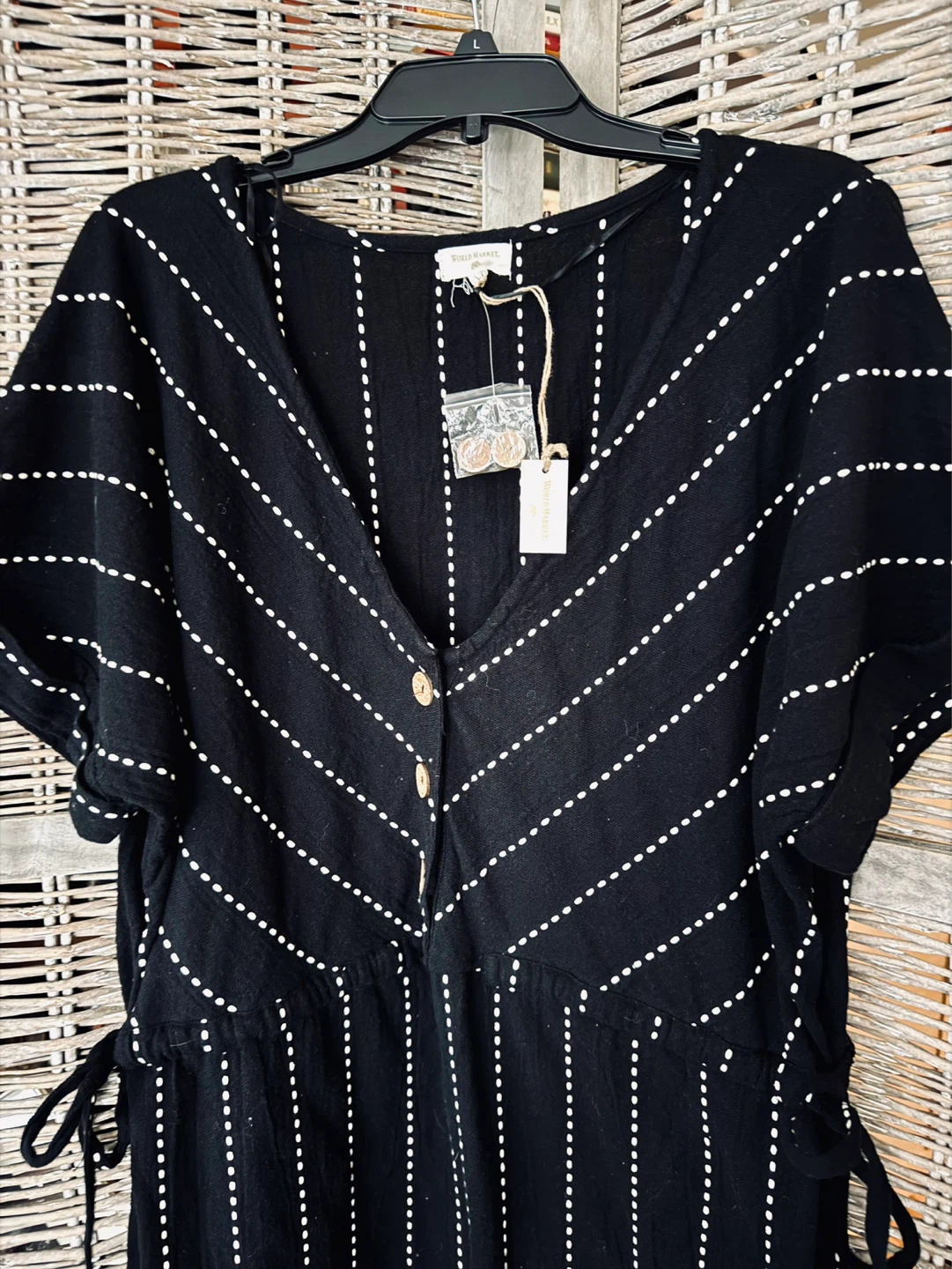 World Market black striped jumpsuit size L/XL - photo 2