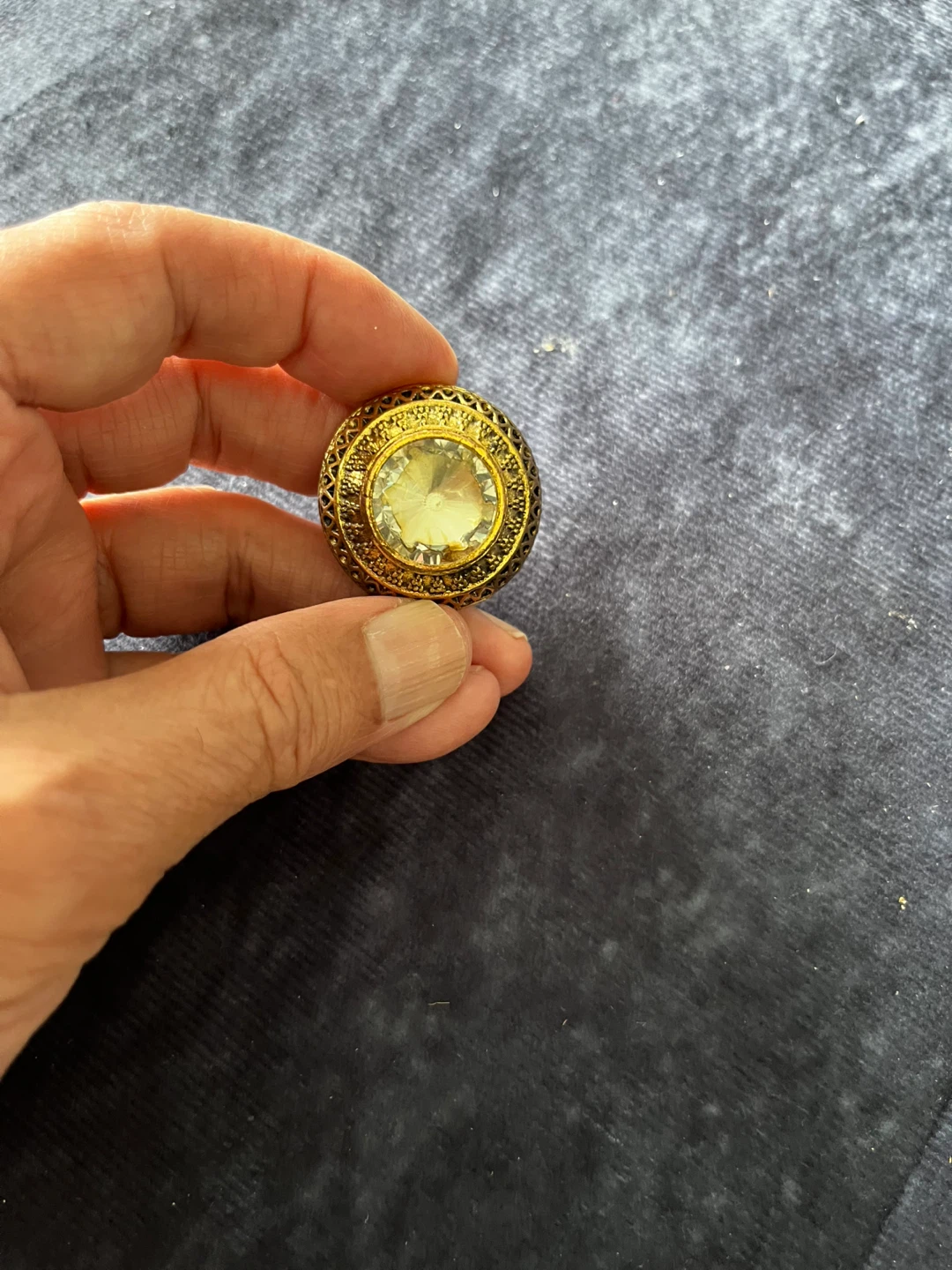 Vintage Gold plated Ring with Clear Gemstone - photo 2