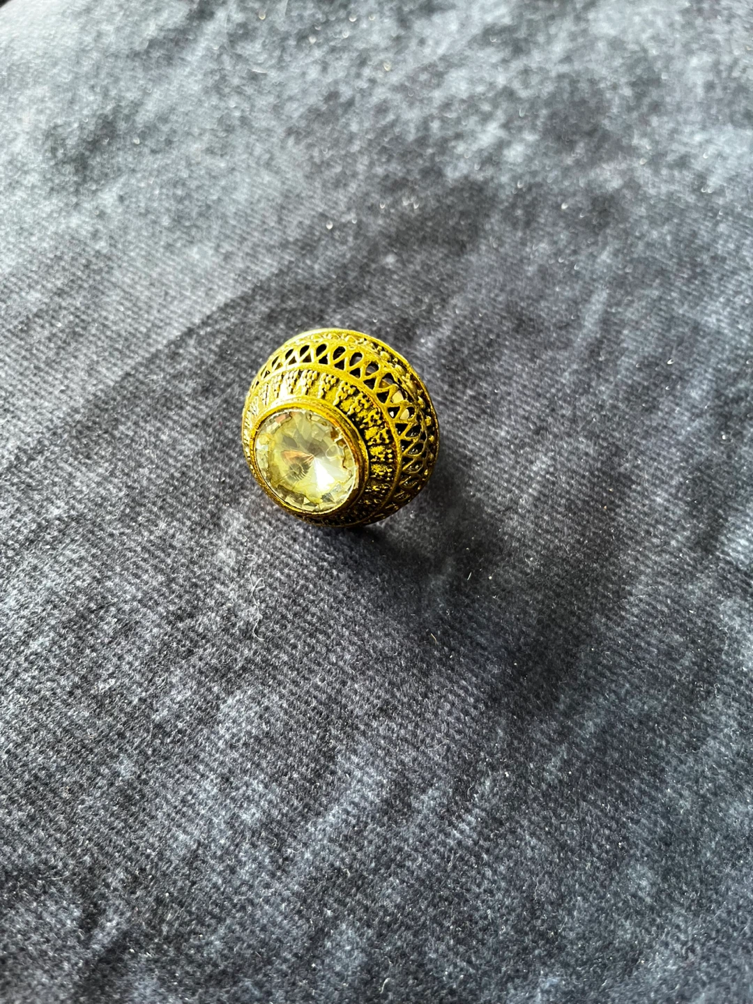 Vintage Gold plated Ring with Clear Gemstone - photo 3