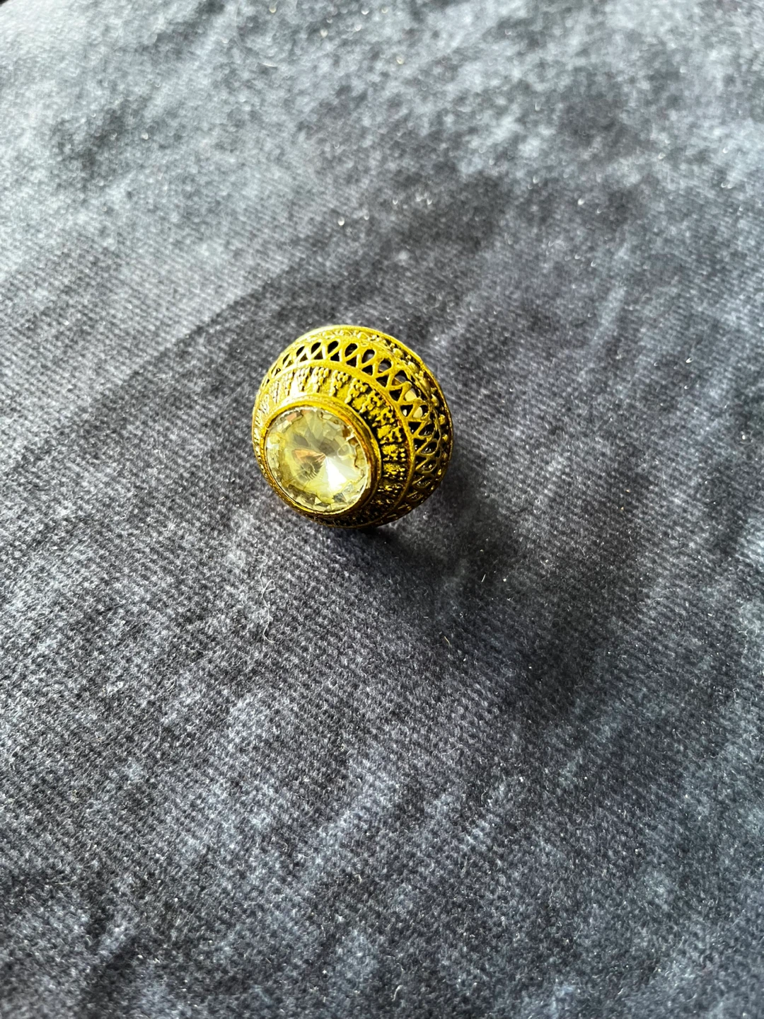 Vintage Gold plated Ring with Clear Gemstone