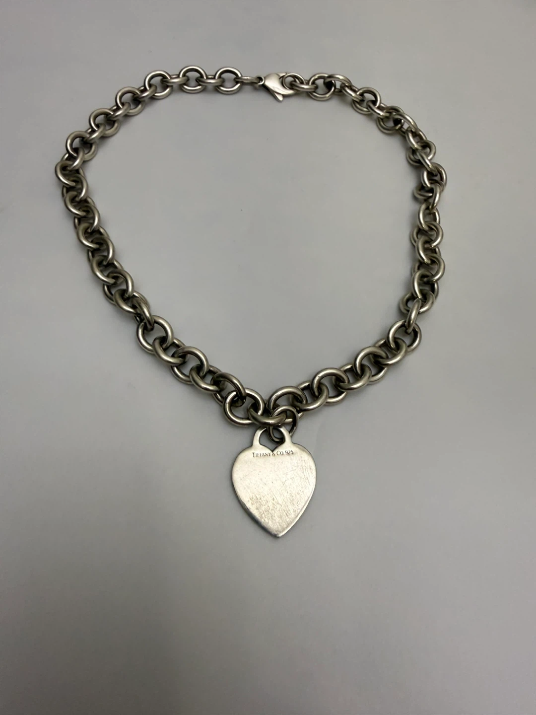 Tiffany & Co. Sterling Silver Heart Tag Choker Necklace