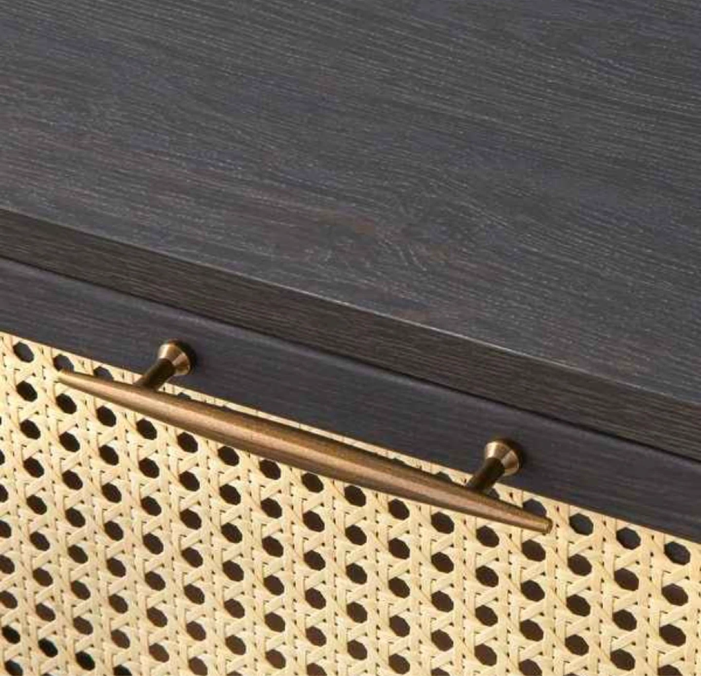 New Boho Black and Rattan Storage Dresser Buffett Server - photo 2