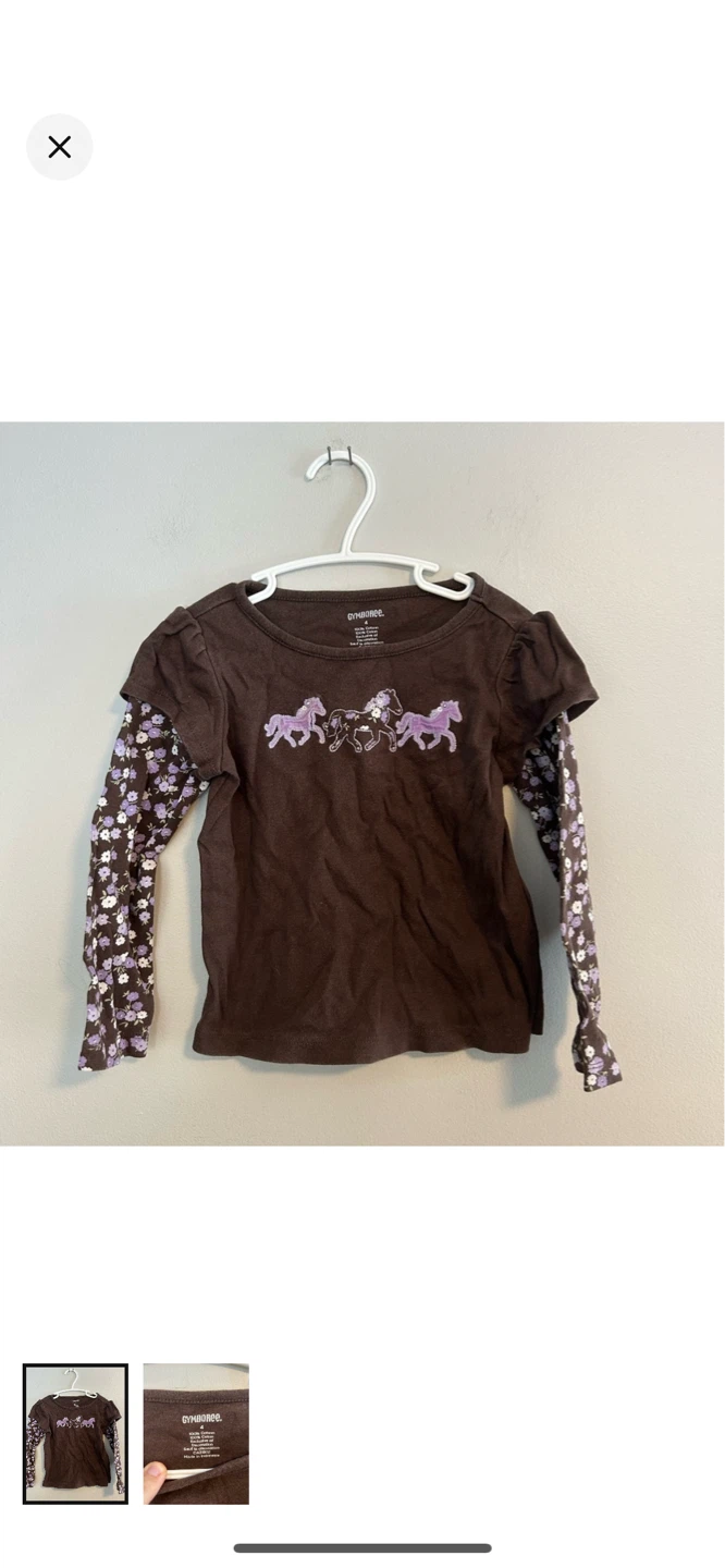 Gymboree Brown Horse Graphic Long Sleeve Shirt - Size 4