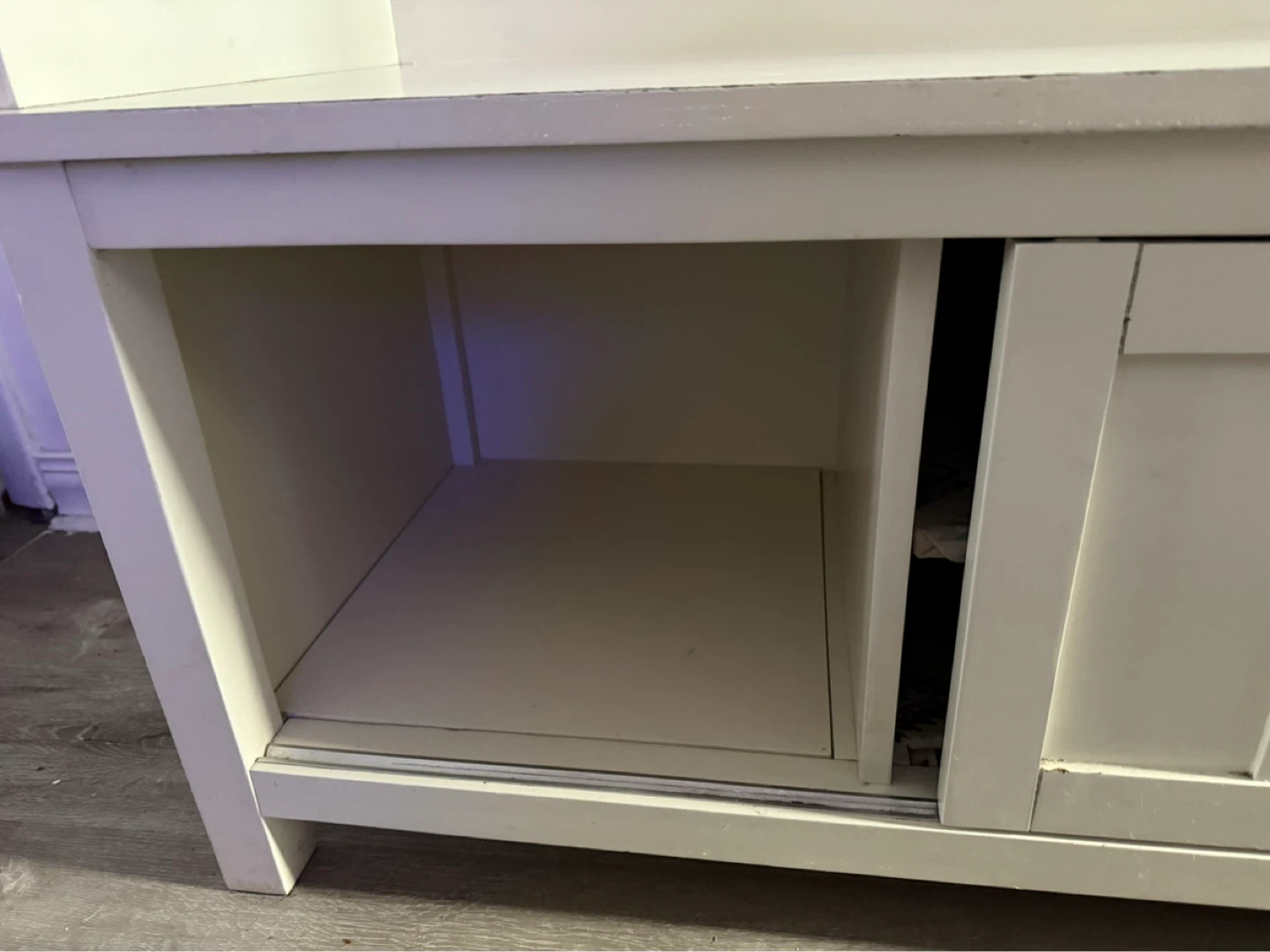 White Storage Bench with Cabinet Doors - photo 3