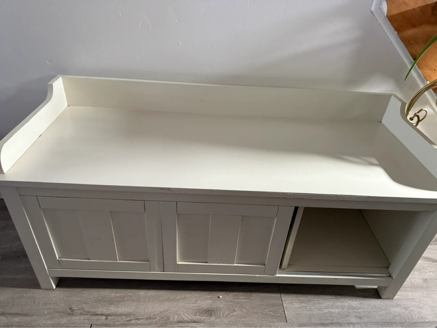 White Storage Bench with Cabinet Doors - photo 4