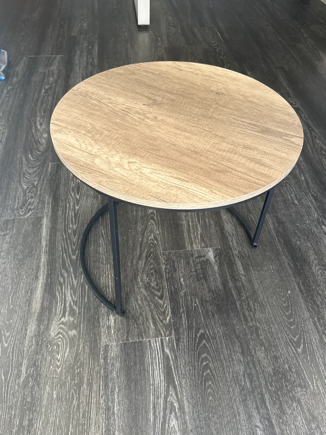 Round Coffee Table with Wood-Look Top