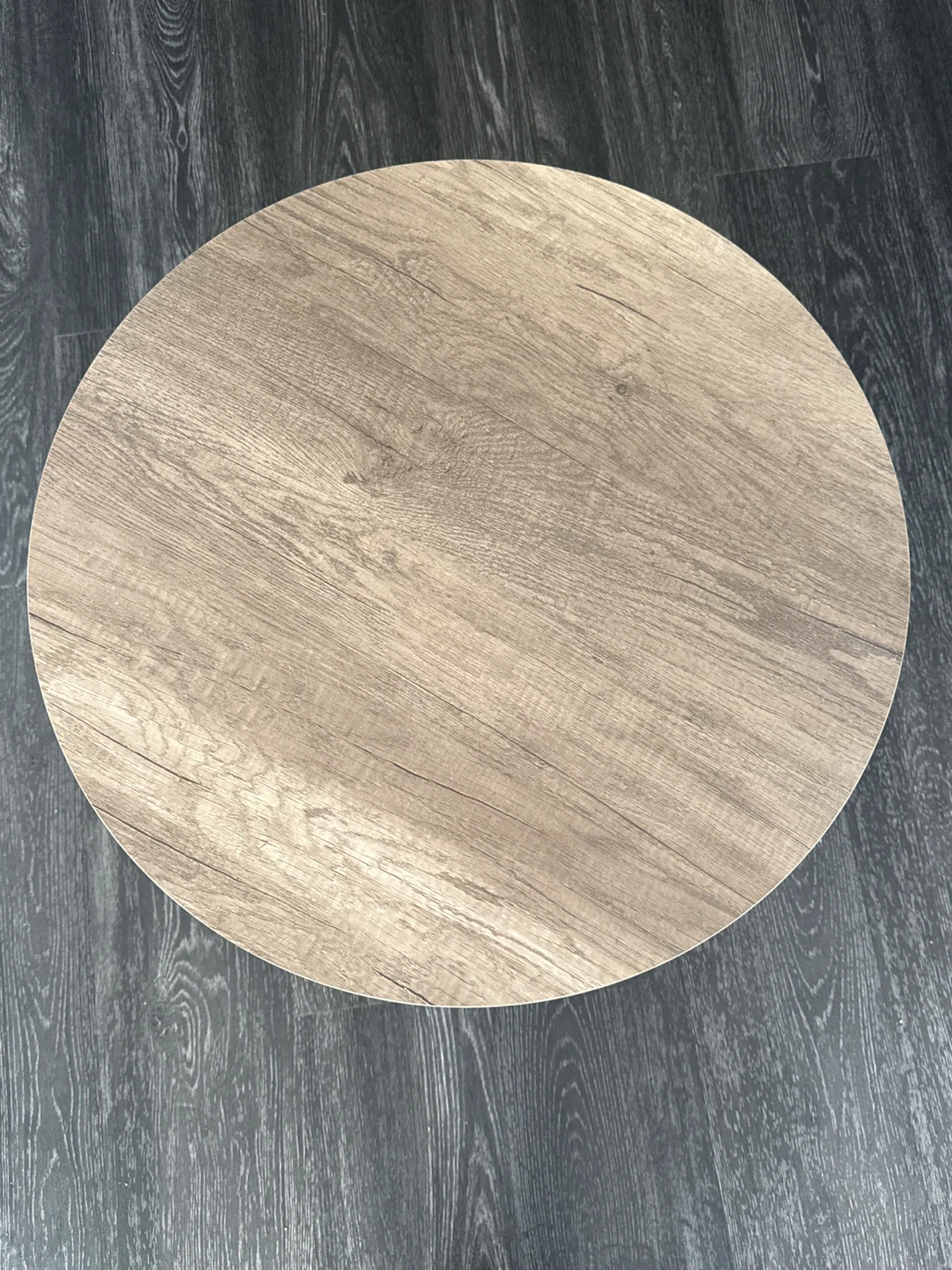 Round Coffee Table with Wood-Look Top - photo 3