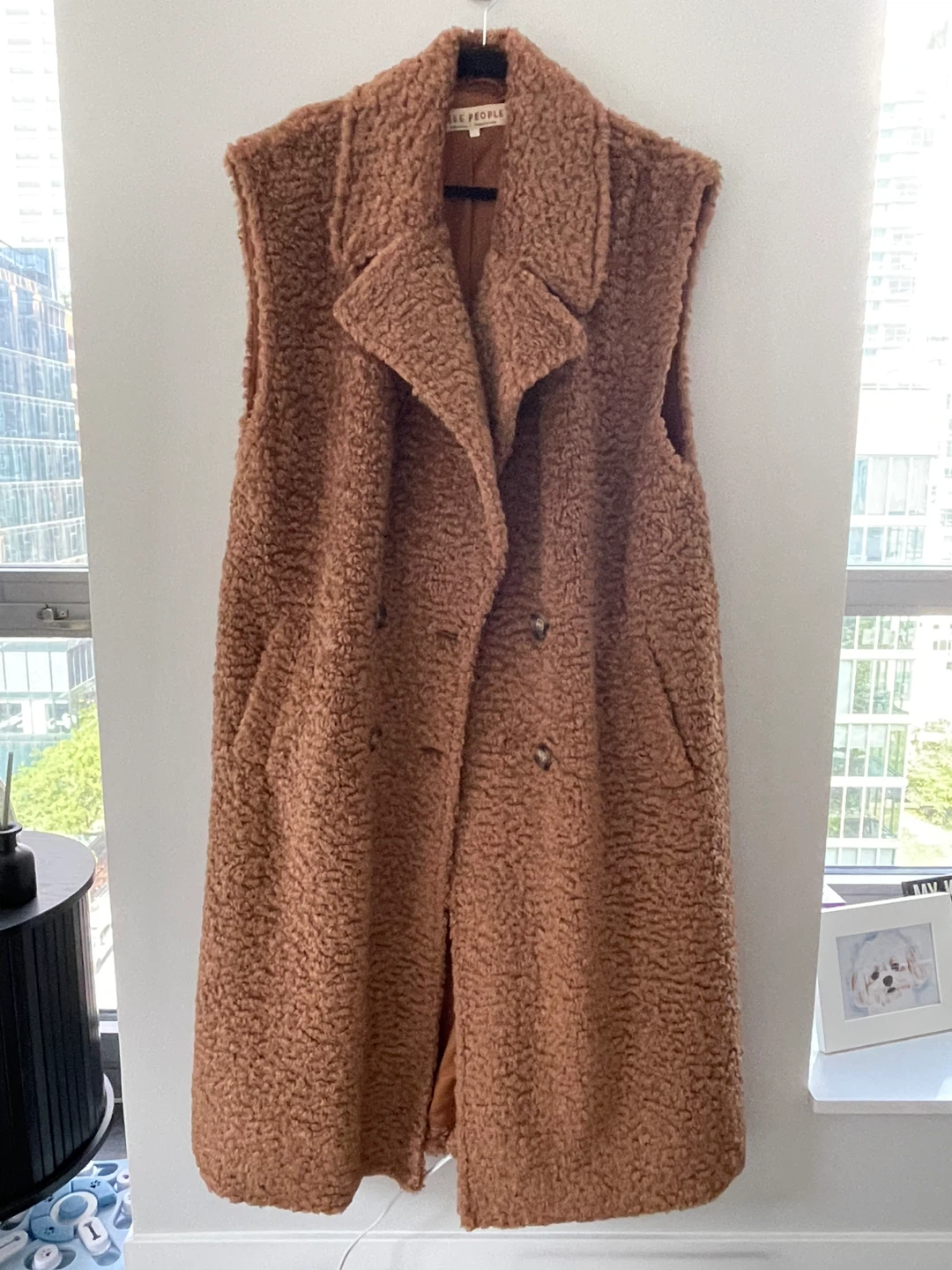 Free People Brown Long Sherpa Vest