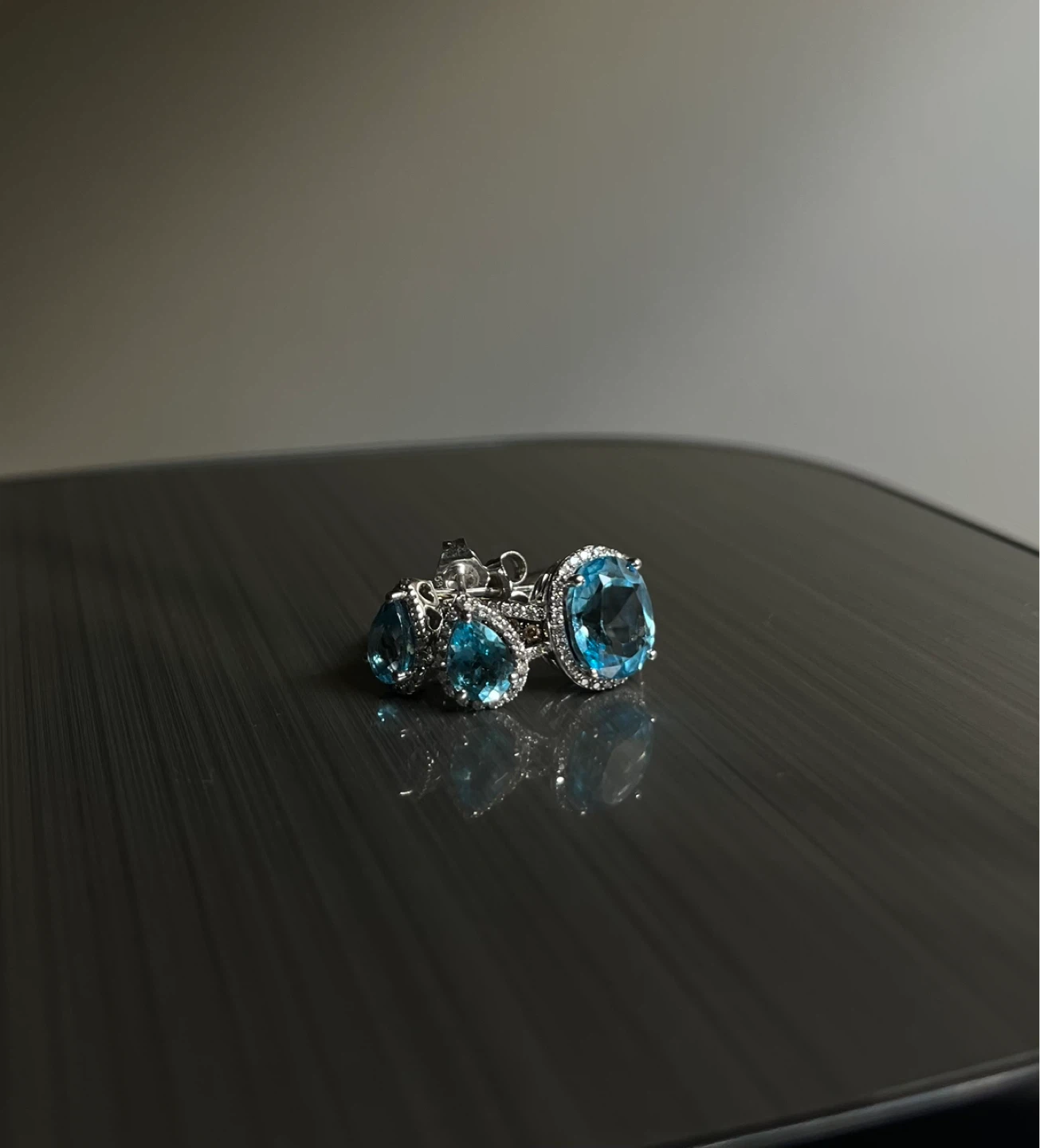 Luxury 14K White Gold Blue Topaz & Diamond Matching Set ✨ - photo 2
