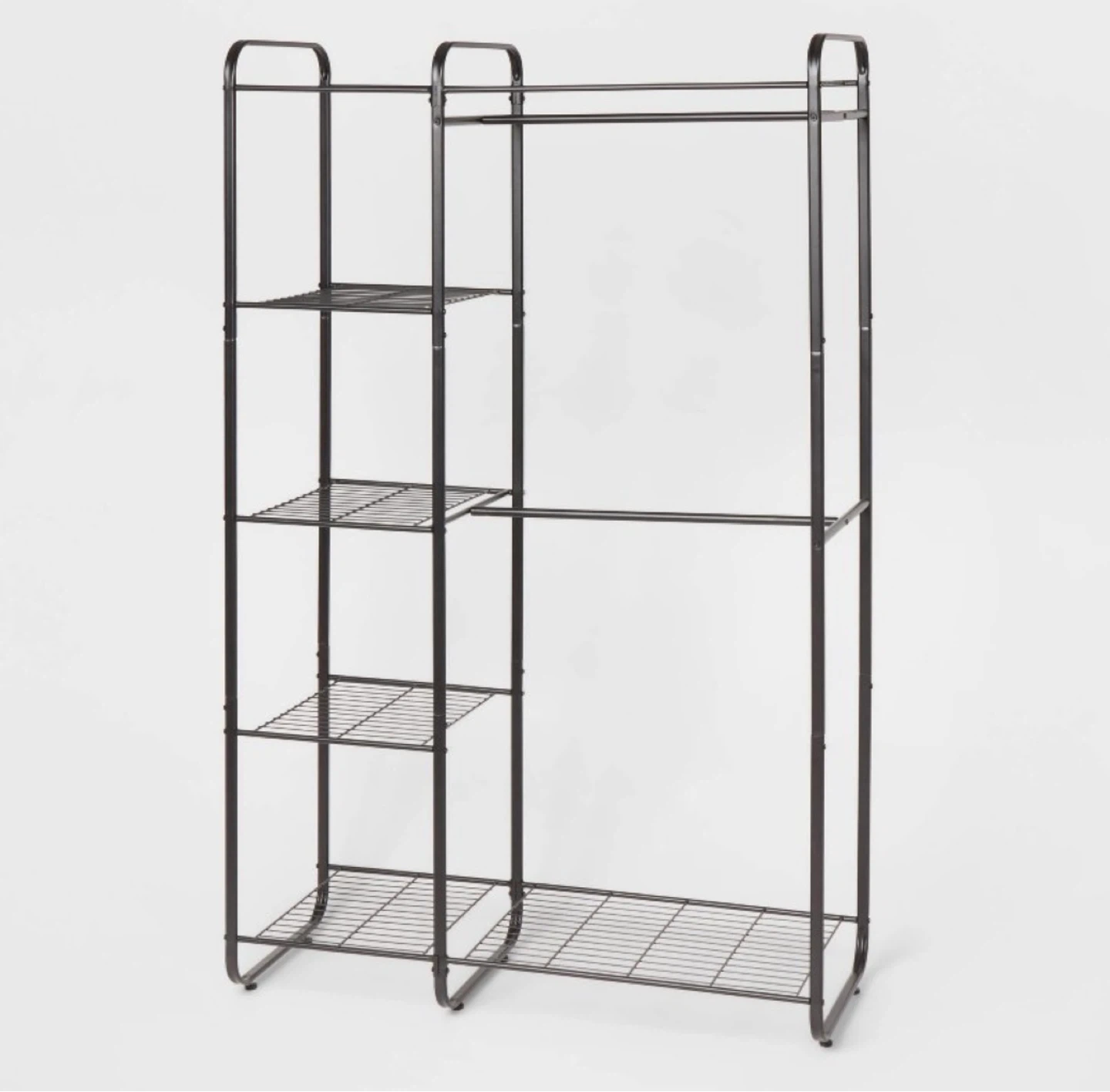 Black Metal Garment Rack with Shelves - photo 3
