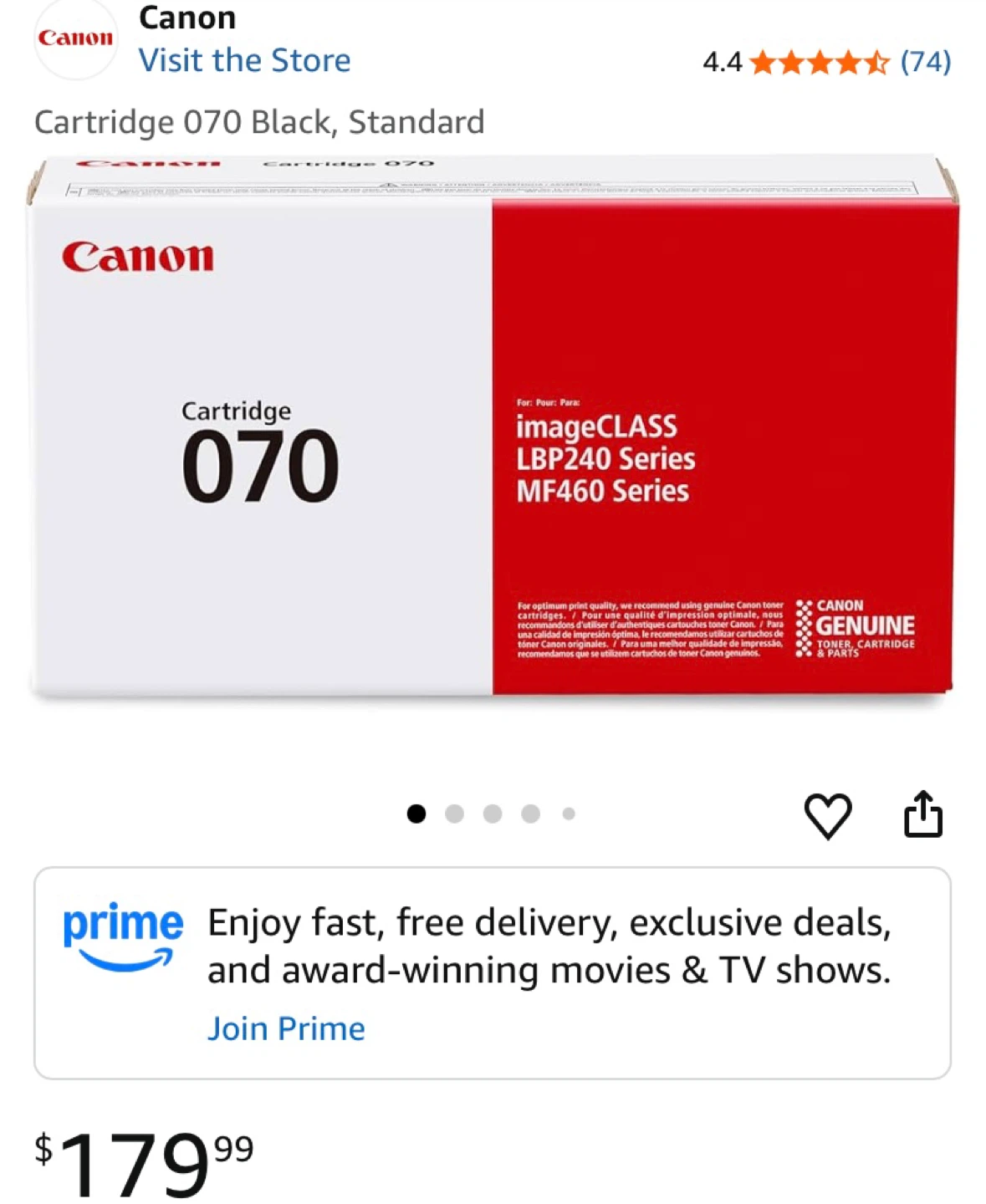Canon Cartridge 070 Black Toner