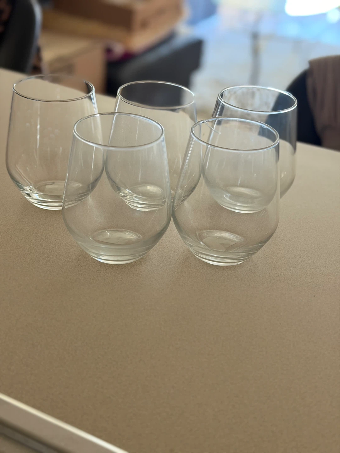 Set of 5 Clear Stemless Wine Glasses