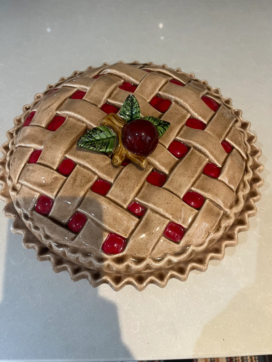 Ceramic Pie Plate with Red Cherry Pie Recipe