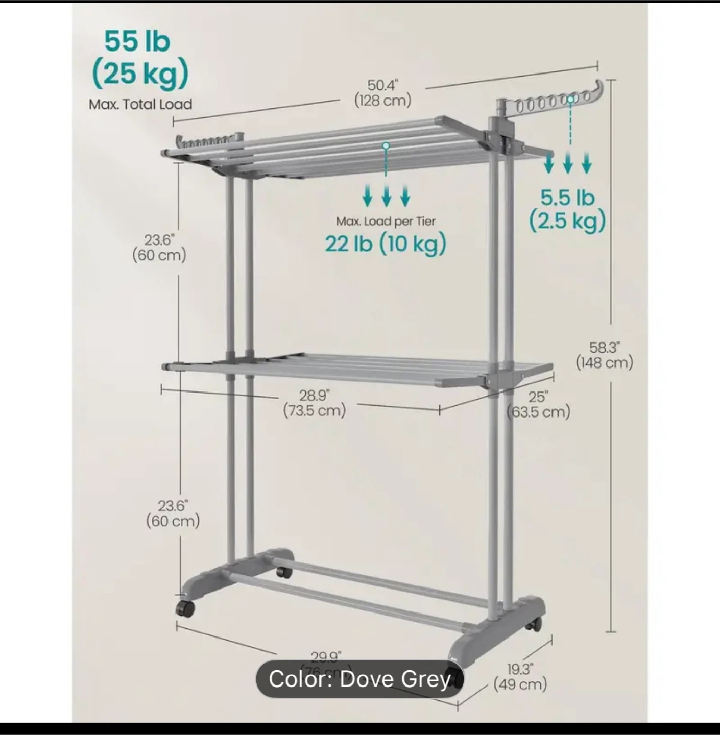 3-Tier Drying Rack with Wheels