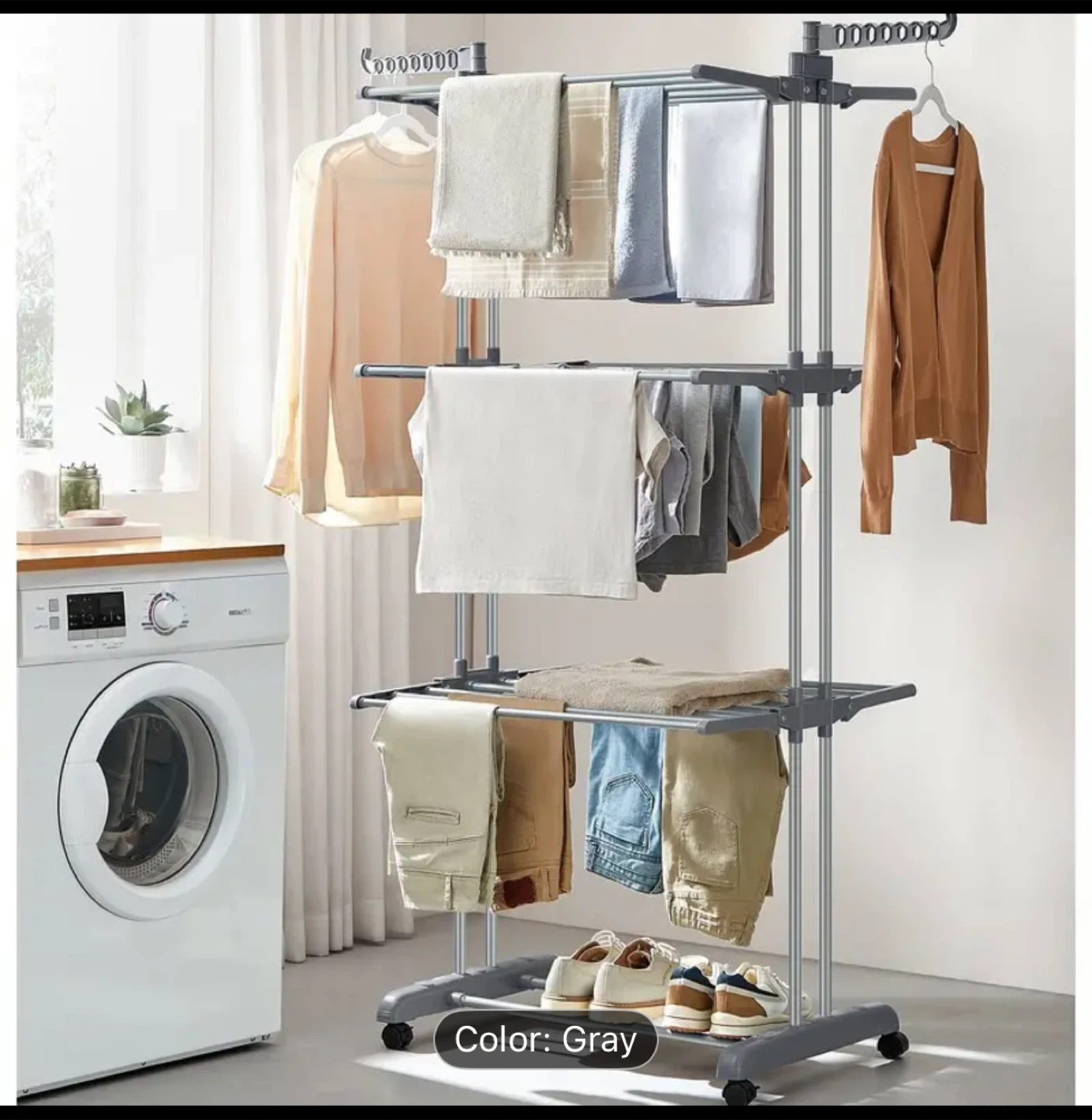3-Tier Drying Rack with Wheels - photo 2