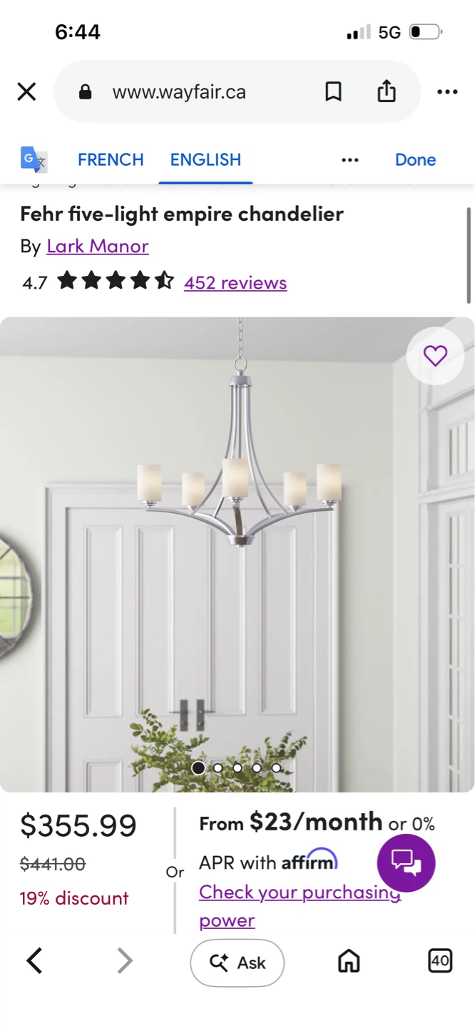 New Lark Manor Fehr 5-Light Empire Chandelier - photo 3