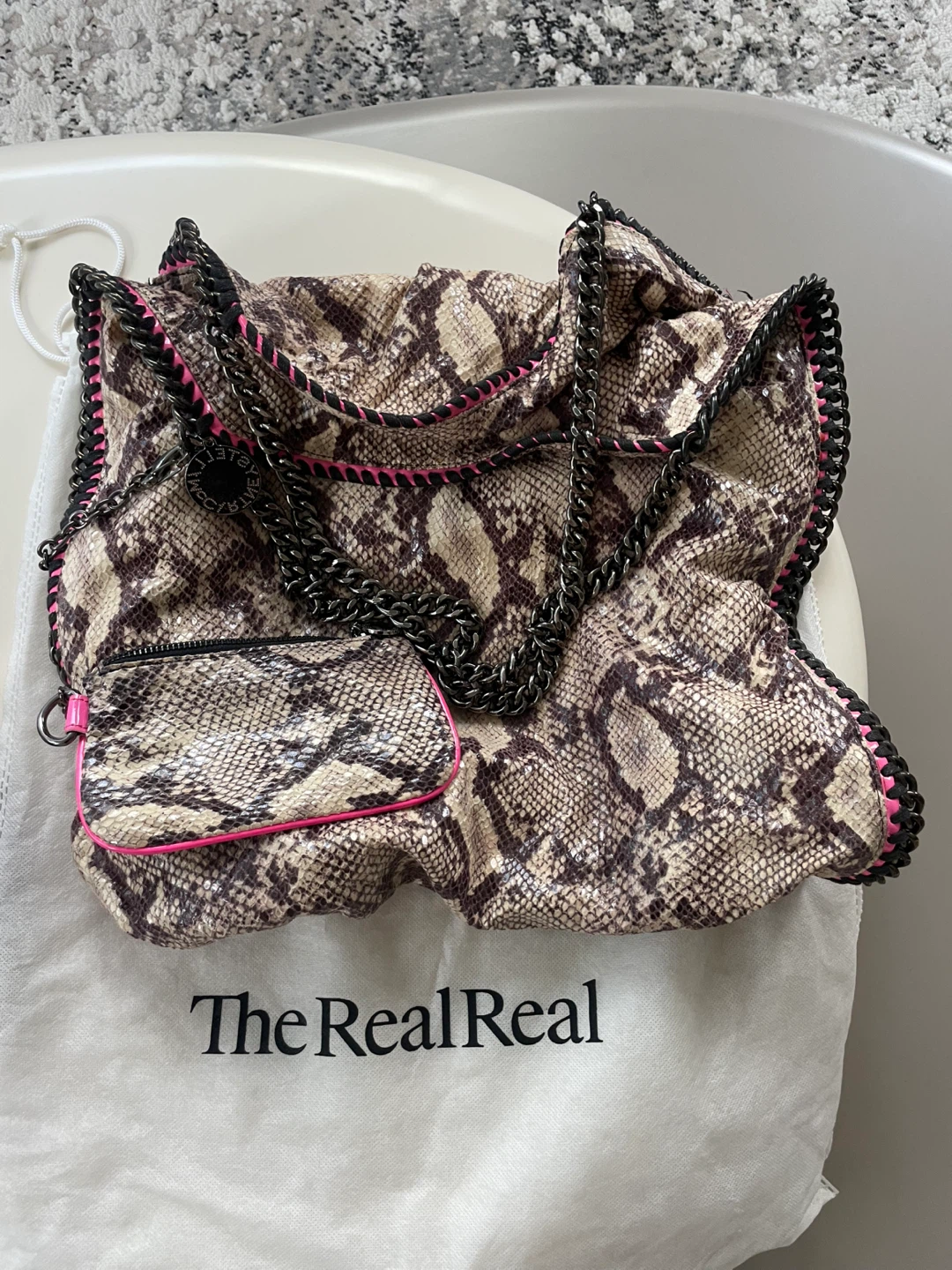 Stella McCartney Falabella Snake Print Shoulder Bag with Pouch
