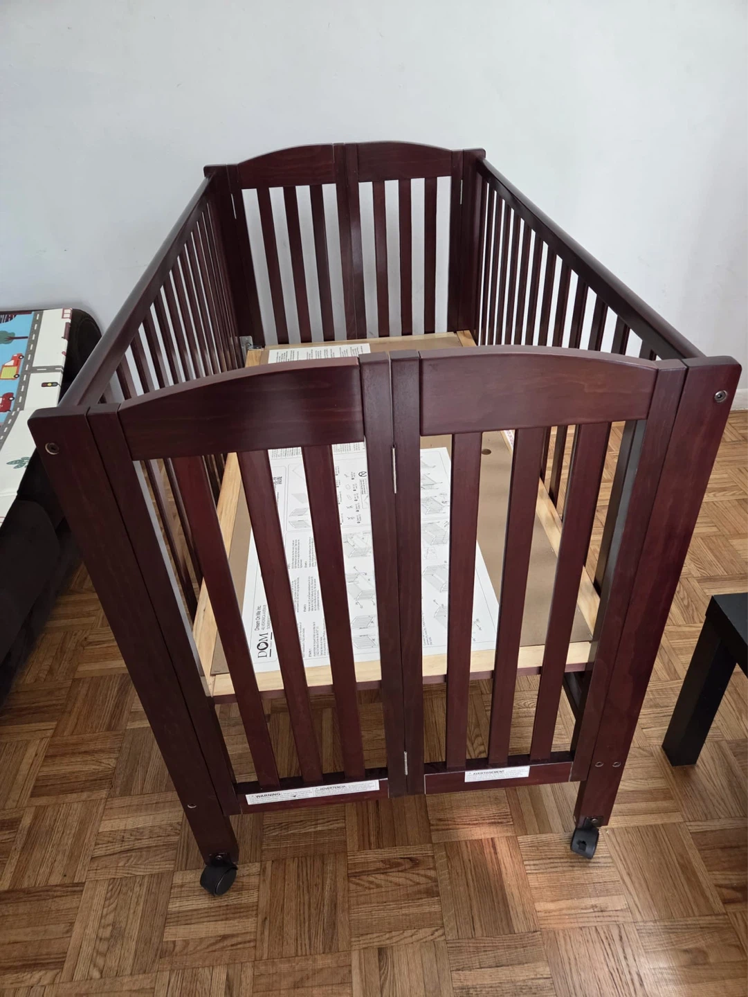 Wooden Crib with Wheels