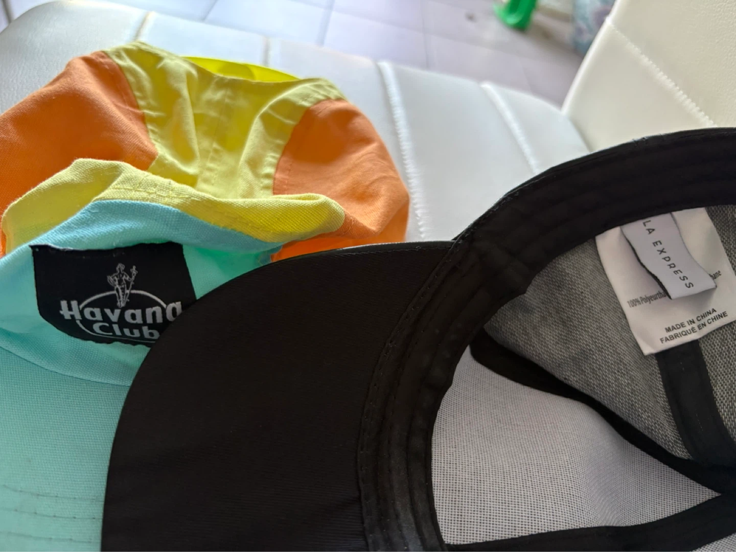 Black Faux Leather Cap & Havana Club Colourful Cap